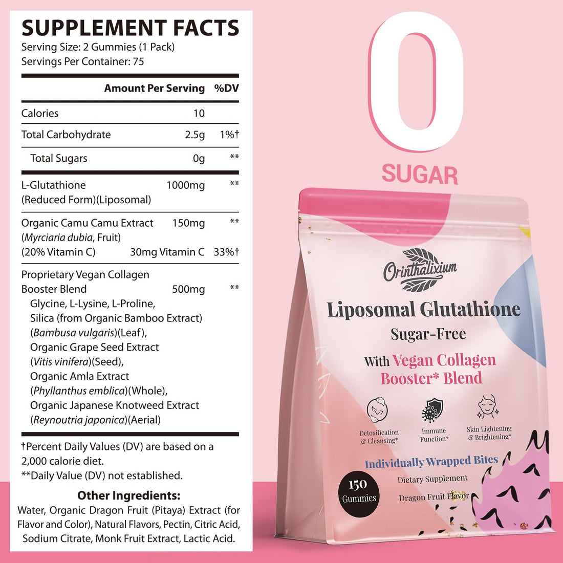 Liposomal Glutathione Gummies 1000MG - Reduced L-Glutathione for Antioxidant - Sugar Free Glutathione Supplement with Vitamin C, Vegan Collagen Gummies for Liver Detox, Glowing Skin - 150 Gummies