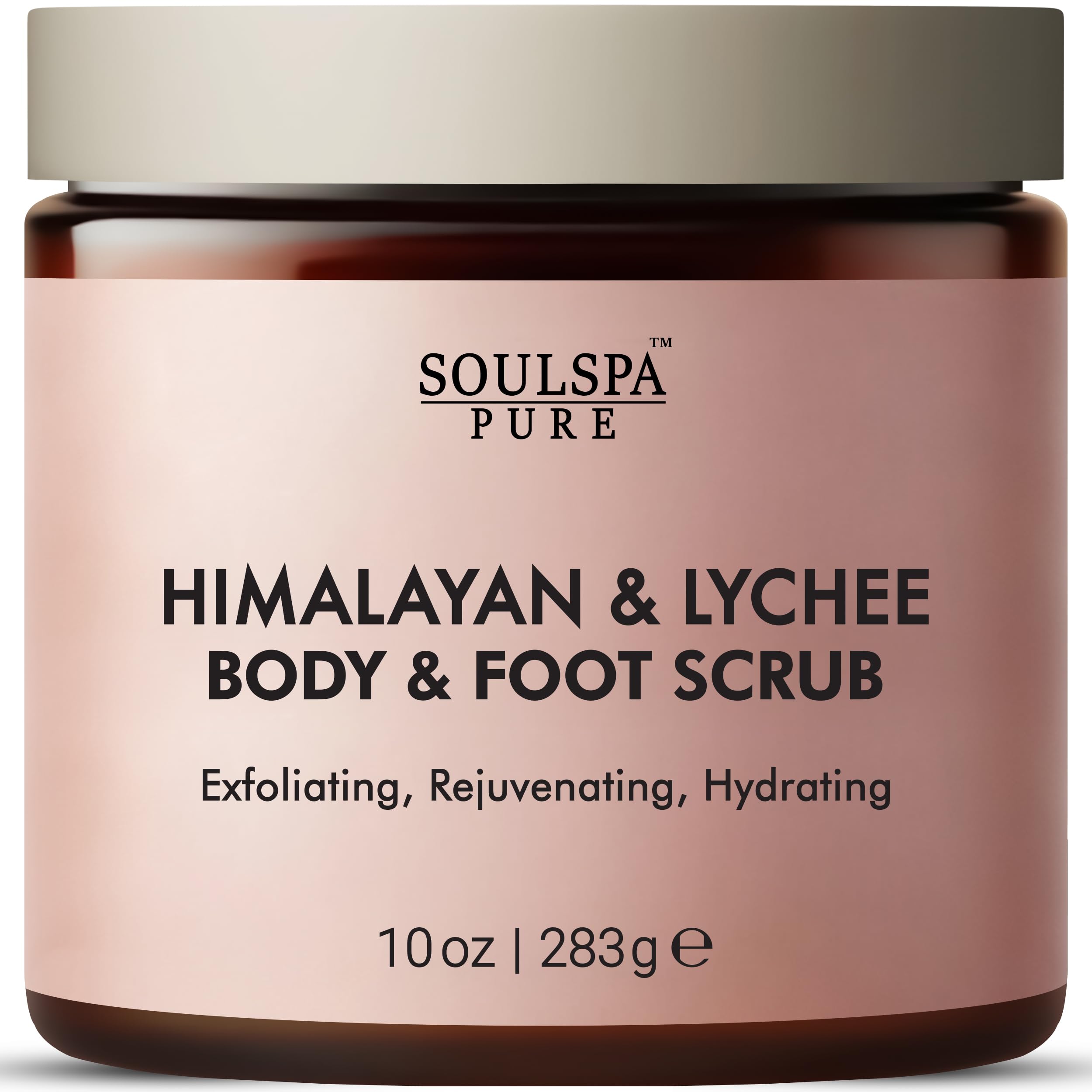 SOULSPA PURE Himalayan Foot & Body Scrub - Luxurious Himalayan Pink Salt Scrub & Mineral Rich Exfoliating Body Scrub for Refreshed and Radiant Skin, 10 oz