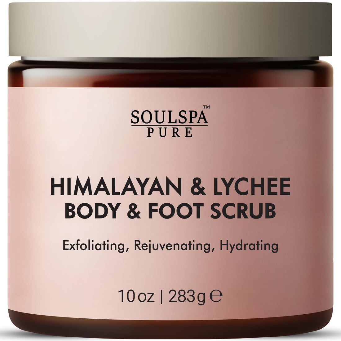 SOULSPA PURE Himalayan Foot & Body Scrub - Luxurious Himalayan Pink Salt Scrub & Mineral Rich Exfoliating Body Scrub for Refreshed and Radiant Skin, 10 oz