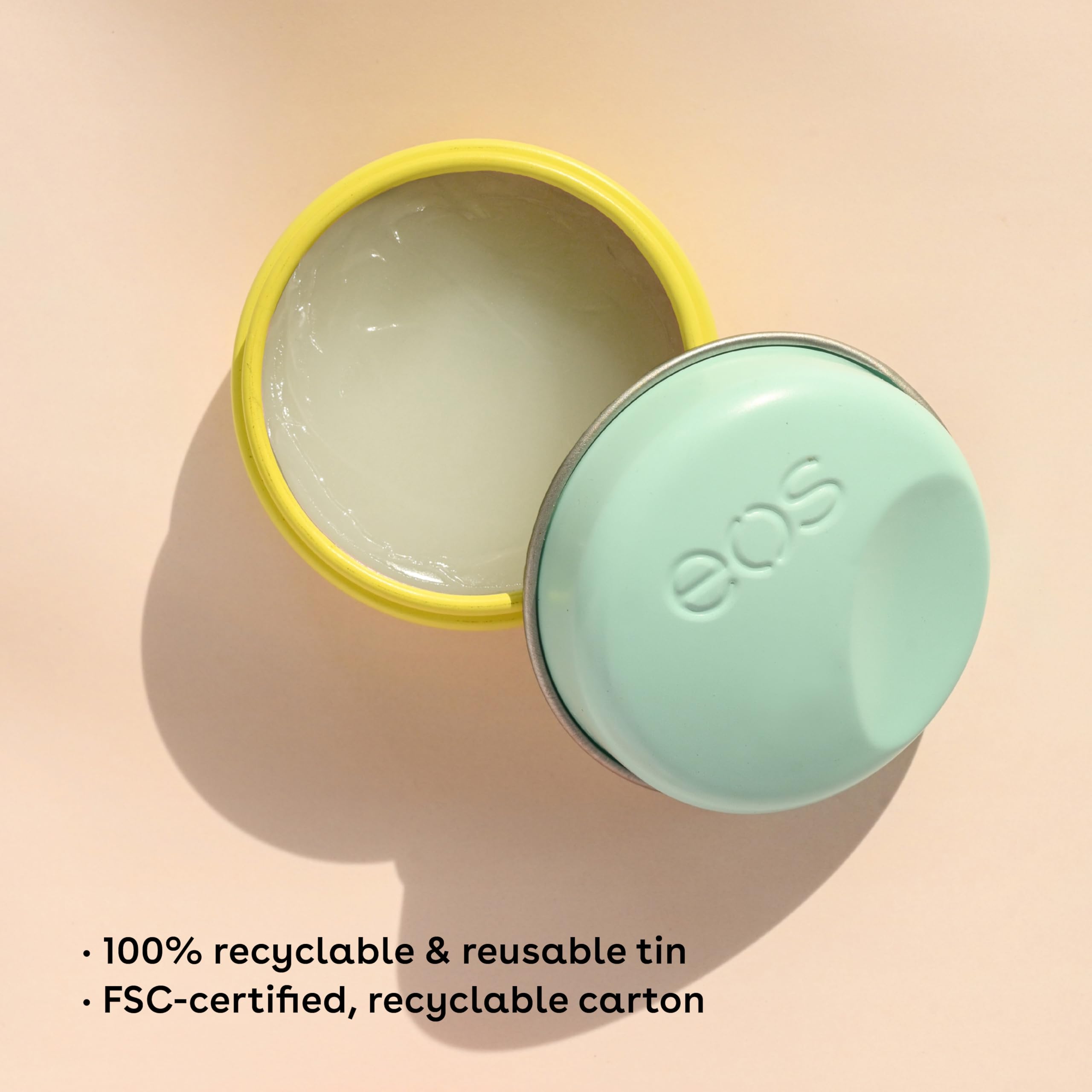 eos Plant-Based Vegan Lip Salve - Sweet Mint, 100% Natural Formula, Cocoa Butter Lip Balm with Upcycled Olive Squalane, Cruelty-Free, 0.42 oz