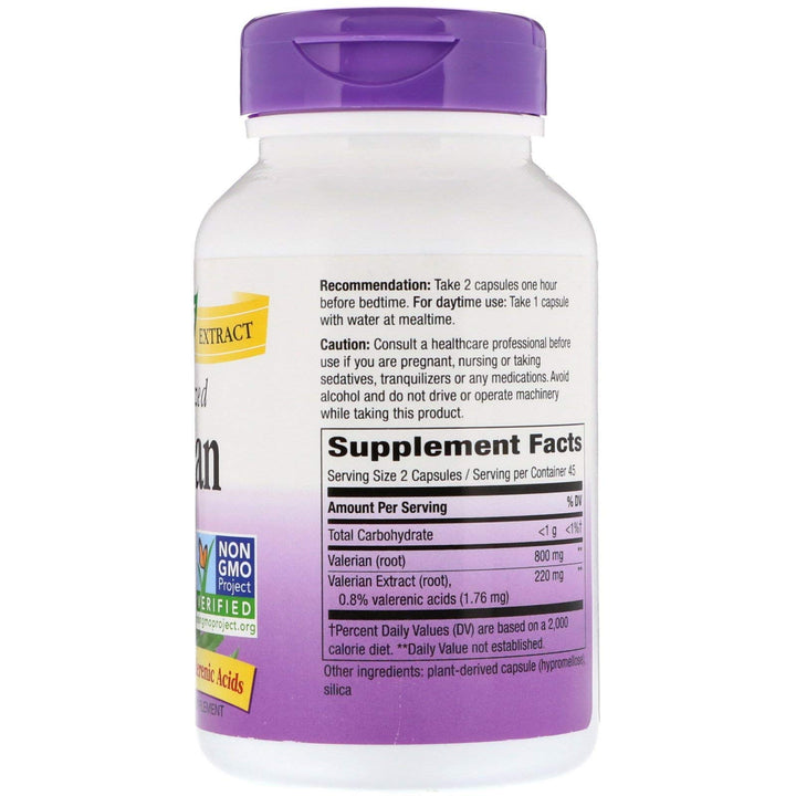 Nature's Way Valerian Premium Extract, Supports Restful Sleep*, 220 mg of valerian extract per 2-capsule Serving, Non-GMO Project Verified, Herbal Supplements, Vegan, 90 Capsules (Packaging May Vary)