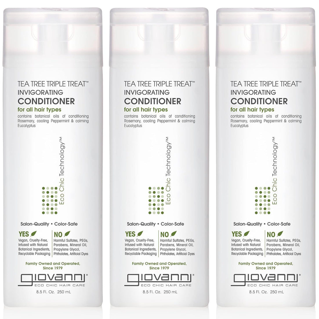 Giovanni Invigorating Conditioner, Tea Tree Triple Treat, 8.5 fl oz Containers (Pack of 3)