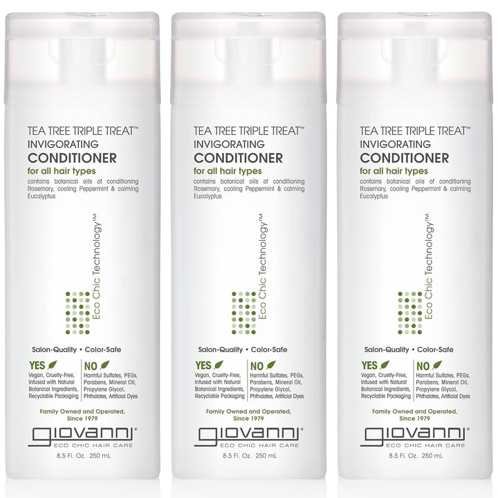 Giovanni Invigorating Conditioner, Tea Tree Triple Treat, 8.5 fl oz Containers (Pack of 3)