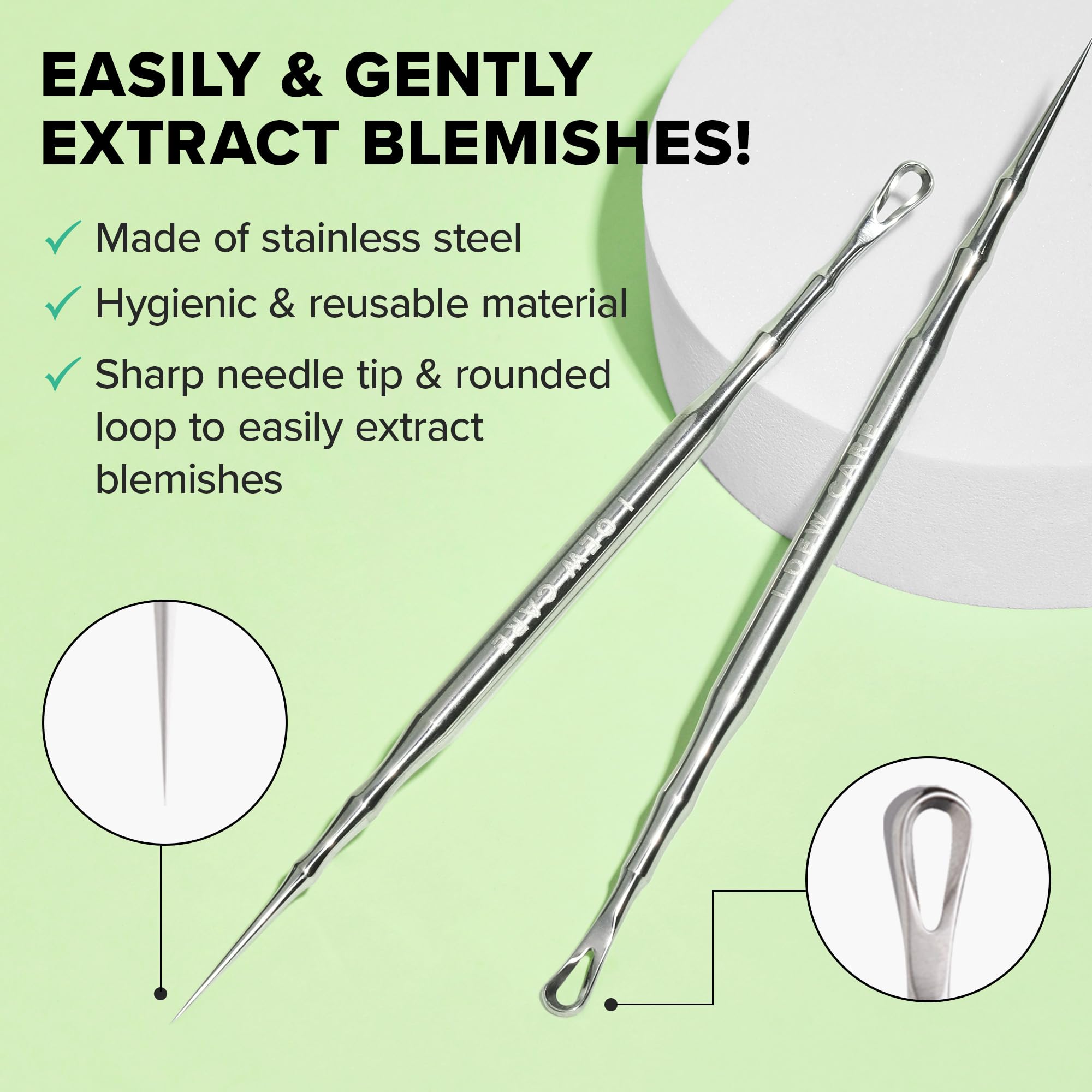 I DEW CARE Dual-Tip Pimple Tool - Proper Popper | Blackhead Remover, Blemish Exfoliating, Professional Acne Squeezer, Comedone Zit Extractor for Women, Stainless Steel, Mother's Day, 1ea