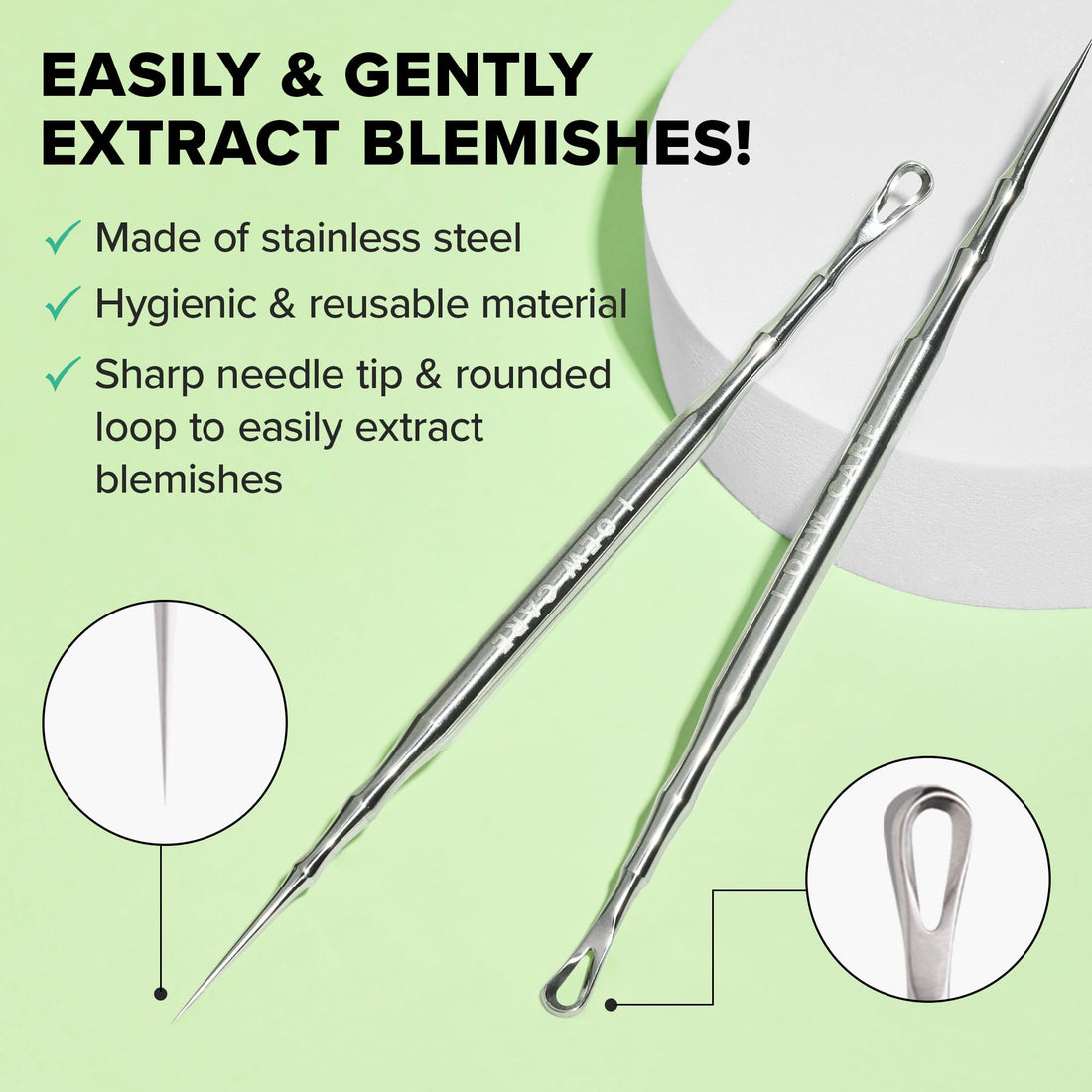 I DEW CARE Dual-Tip Pimple Tool - Proper Popper | Blackhead Remover, Blemish Exfoliating, Professional Acne Squeezer, Comedone Zit Extractor for Women, Stainless Steel, Mother's Day, 1ea