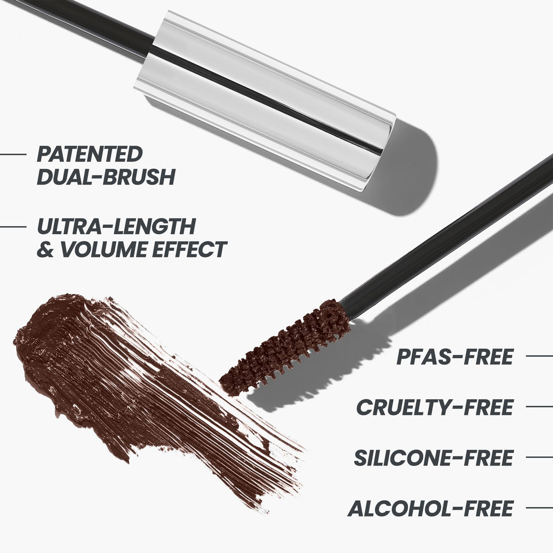 Wonderskin Infinite Rizz Mascara - Brown Mascara For Volume And Length, Long-Wear, Smudge-Proof & Water-Resistant Volumizing Lash Makeup (Brown)