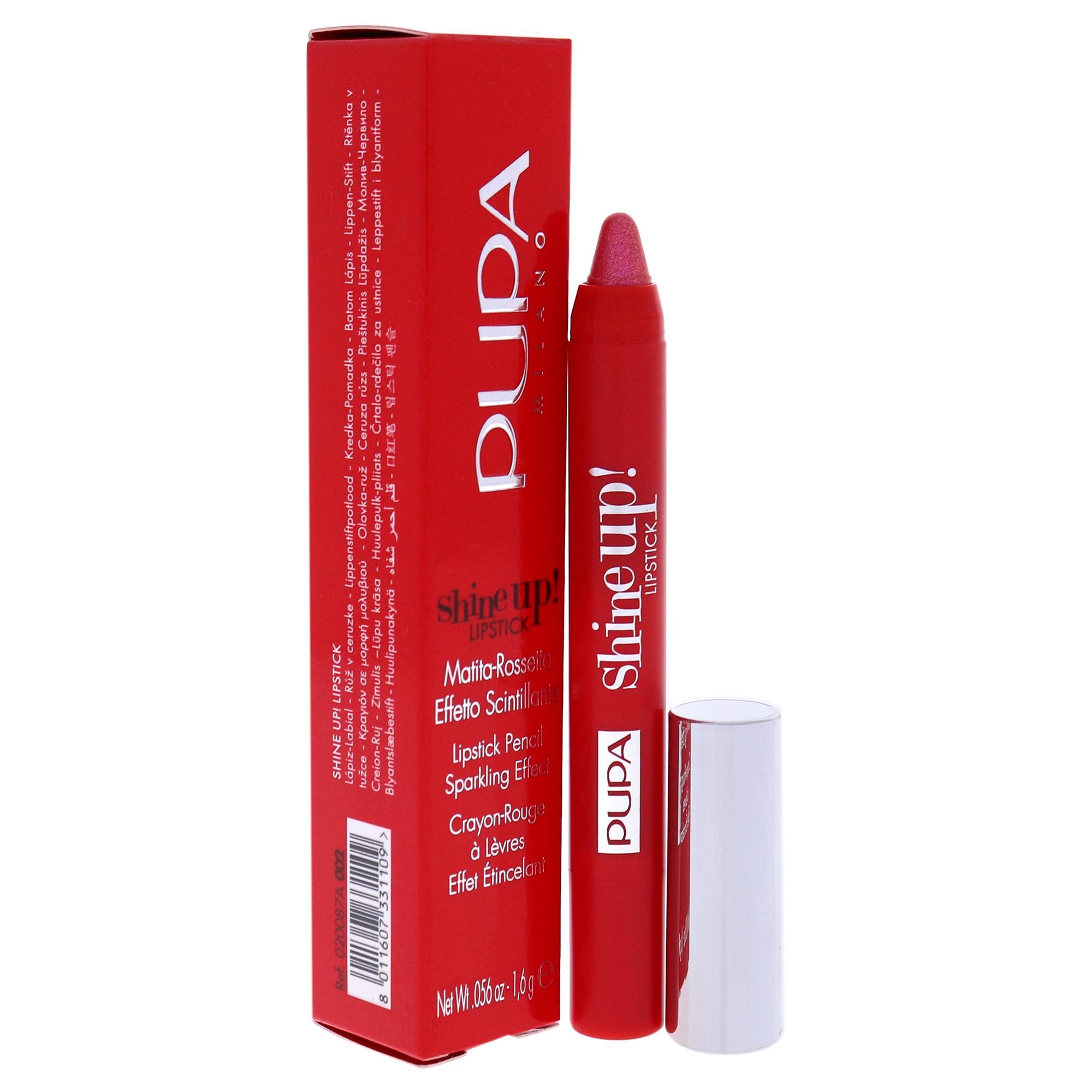 Pupa Milano Shine Up! Lipstick - Shimmering Effect Lipstick-Pencil - Subtle And Sensory Texture - Adheres Perfectly, Precisely and Flawlessly - 002 First Love - 0.056 Oz