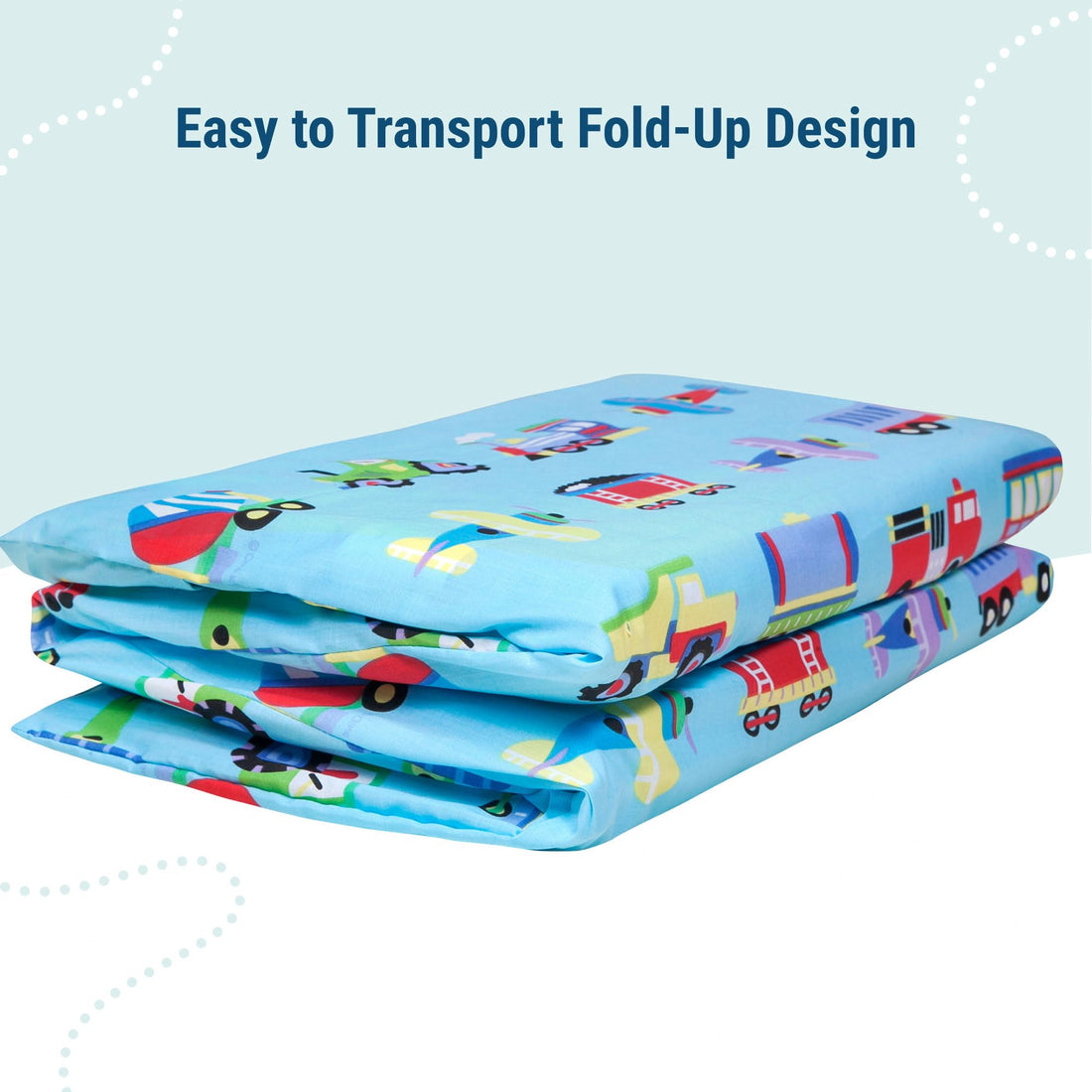 Wildkin Kids Nap Mat Cover – Soft, Sewn-in Flap, Durable & Fits 1.5 Vinyl Sleep Mats - Trains, Planes & Trucks
