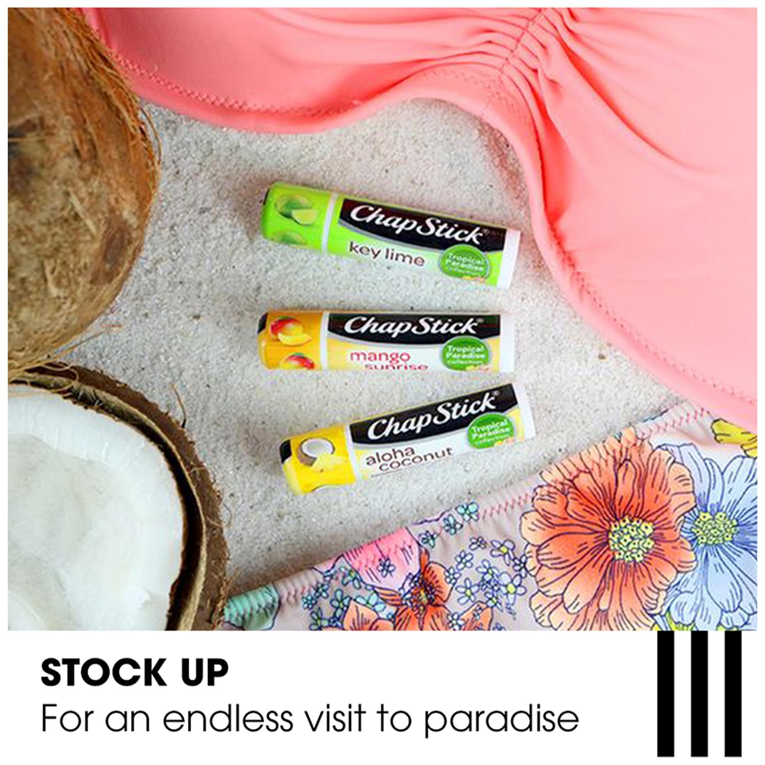 ChapStick Tropical Paradise Collection, Aloha Coconut, 12-Stick Refill Pack