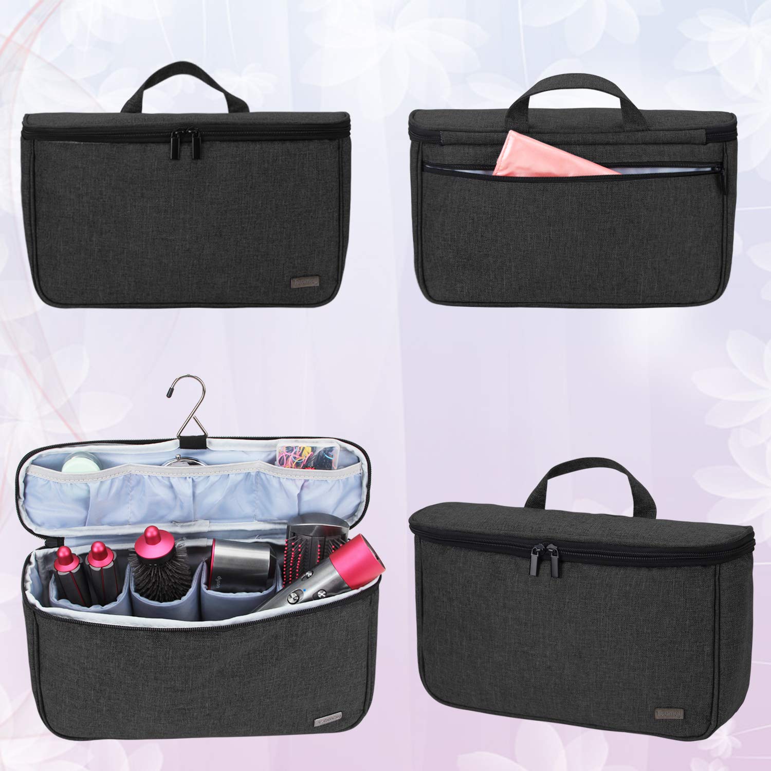 Teamoy Travel Storage Bag Compatible with Dyson Airwrap Styler, Portable Travel Organizer for Airwrap Styler and Attachments, Black
