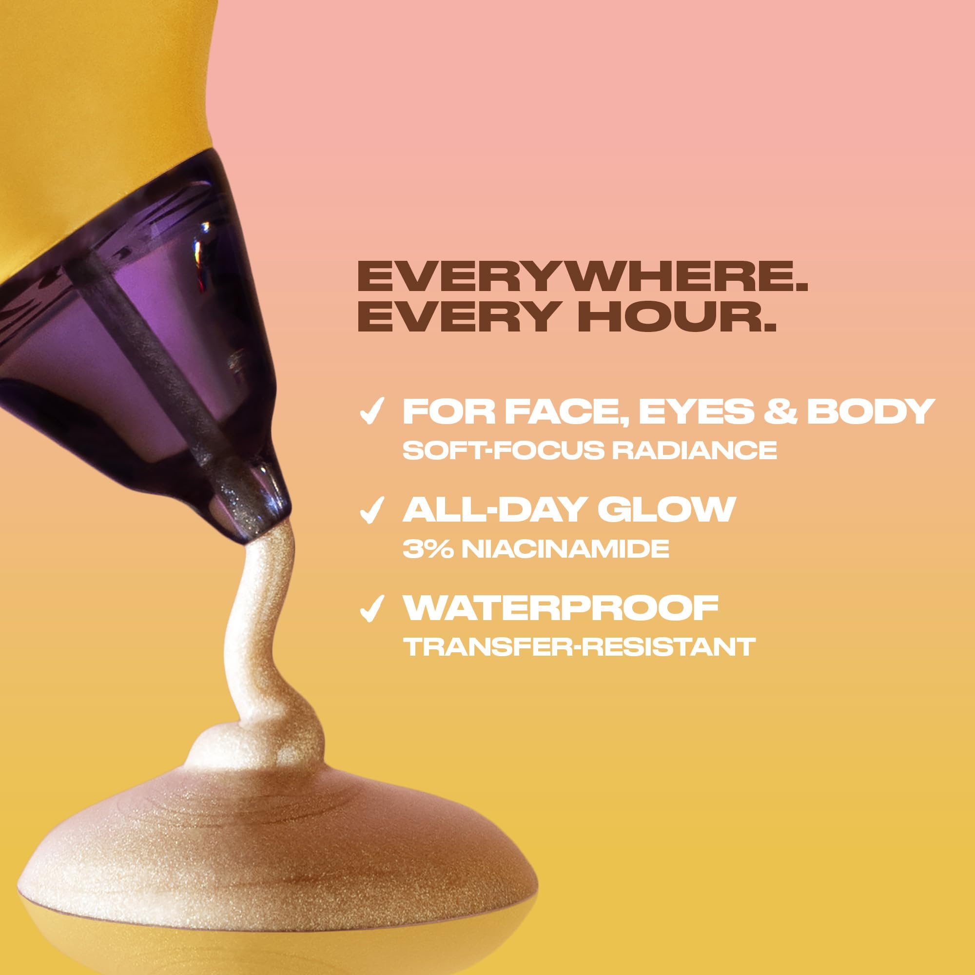 Urban Decay Face Bond Waterproof Luminizer (PCH - Brightening Peach Rose), All-Over Liquid Highlighter + Bronzer, with 3% Niacinamide, Smudge-Resistant, Transfer-Resistant - 1 fl oz