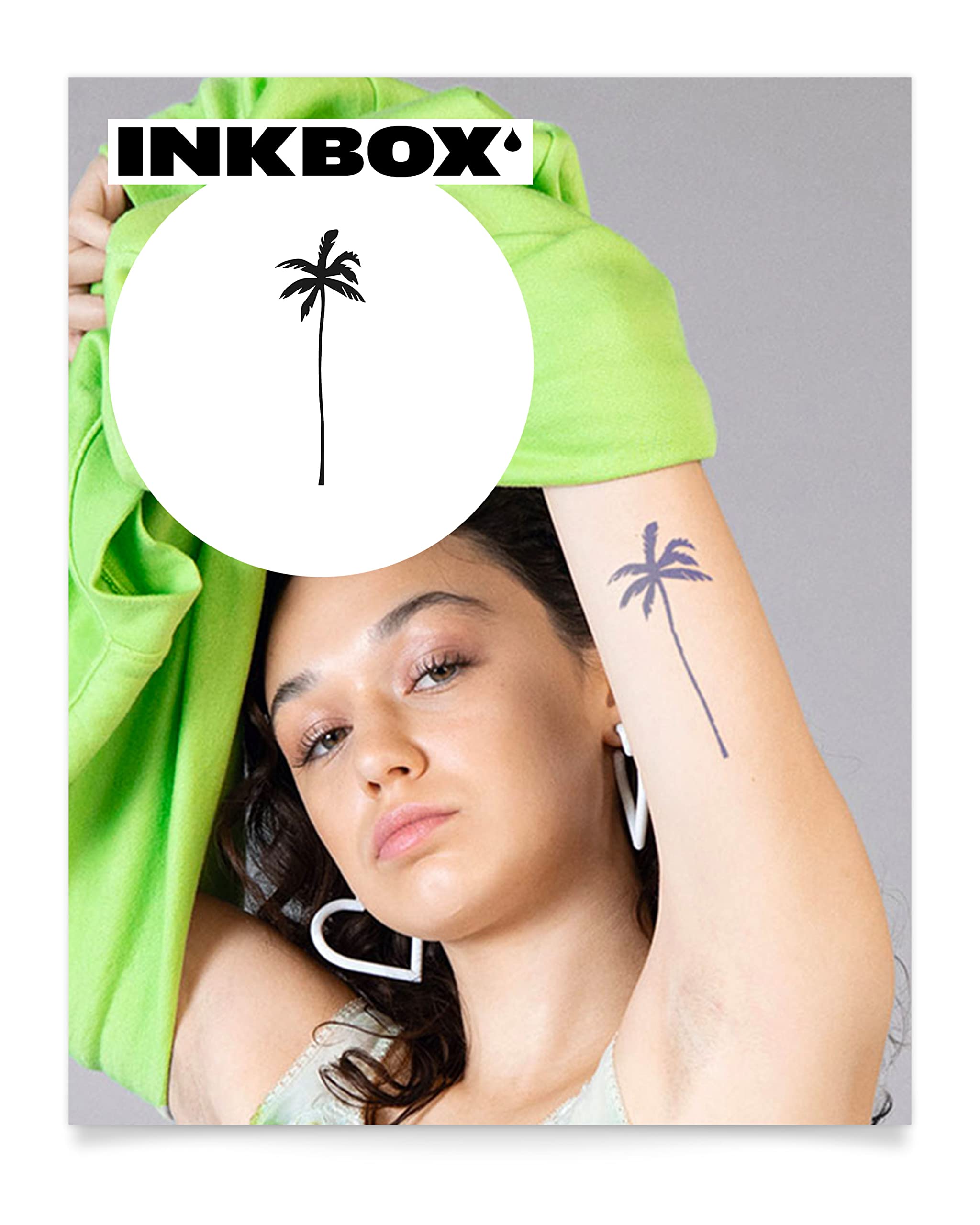 Inkbox Temporary Tattoos, Semi-Permanent Tattoo, One Premium Easy Long Lasting, Water-Resistant Temp Tattoo with For Now Ink - Lasts 1-2 Weeks, Palm Tree Tattoo, Elma, 5 x 2 in