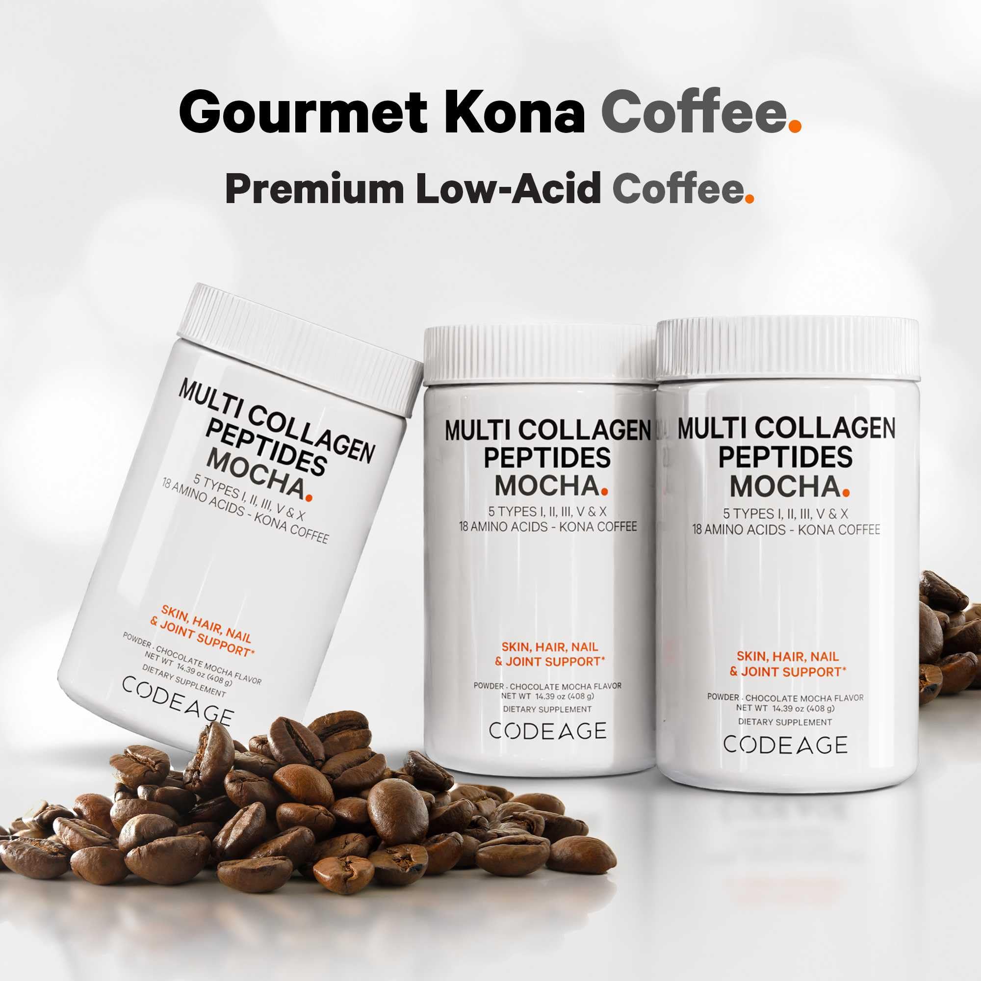 Codeage Multi Collagen Peptides Protein Powder - Chocolate Mocha Instant Coffee - Gourmet Knoa Coffee Drink & Shake - Collagen Type I, II, III, V & X - Grass-Fed, Hydrolyzed, Non-GMO - 14.39oz