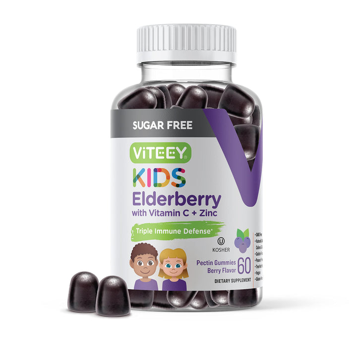 Sambucus Elderberry Gummies for Kids - Sugar Free - Immune Support Supplements with Vitamin C & Zinc, [3-1 Immune Booster] Vegan, Gelatin Free, Gluten Free - Tasty Chewable Berry Flavored Gummy