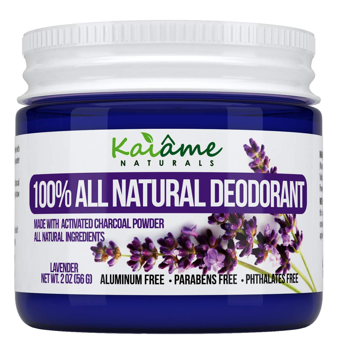 Lavender : Kaiame Naturals Best Natural Deodorant (Lavender) with Activated Charcoal Powder, All Natural and Organic Ingredients, Aluminum Free, Parabens Free, Phthalates Free