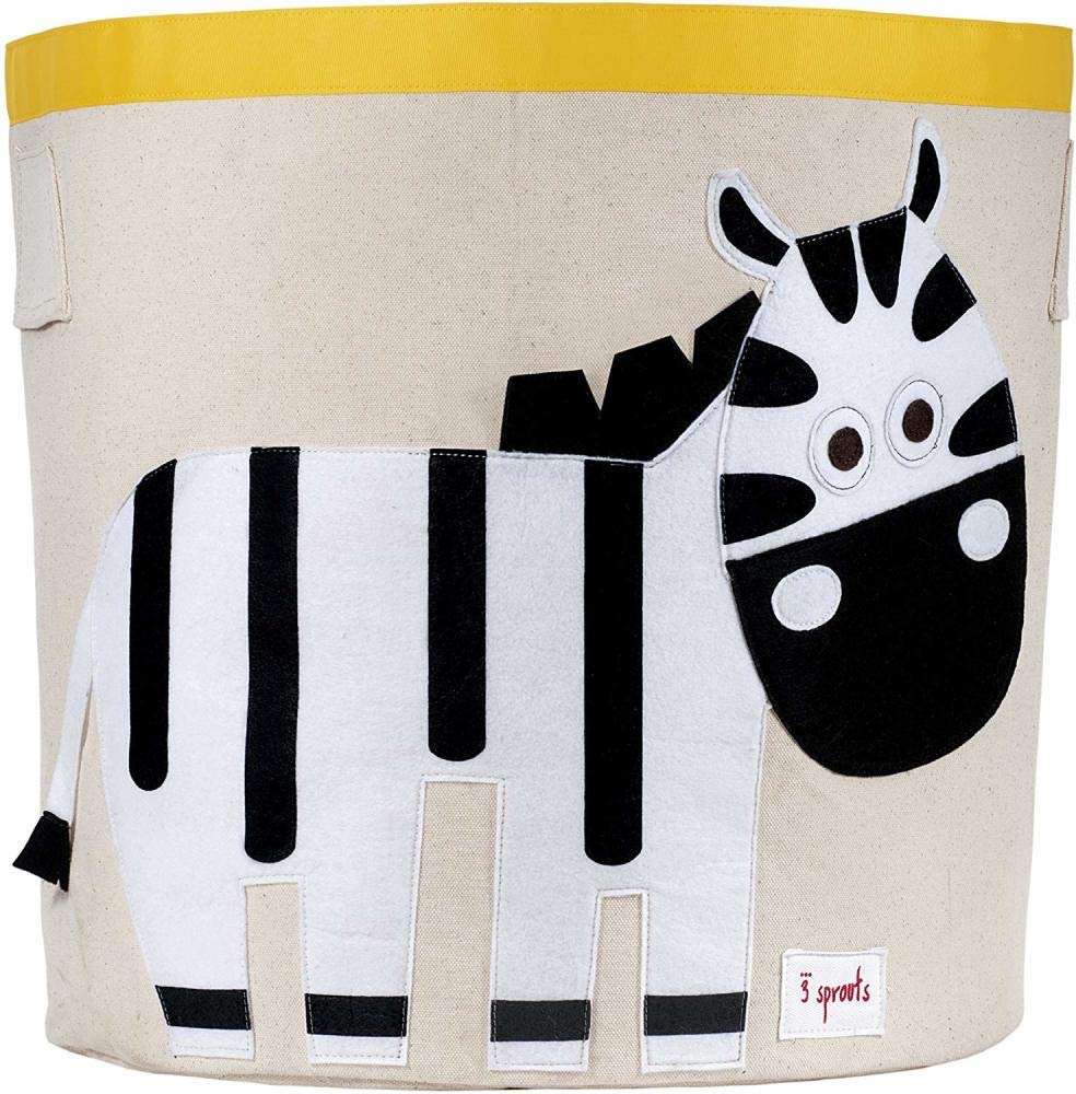 3 Sprouts Laundry and Toy Basket Canvas Storage Bin for Baby and Kids, Zebra