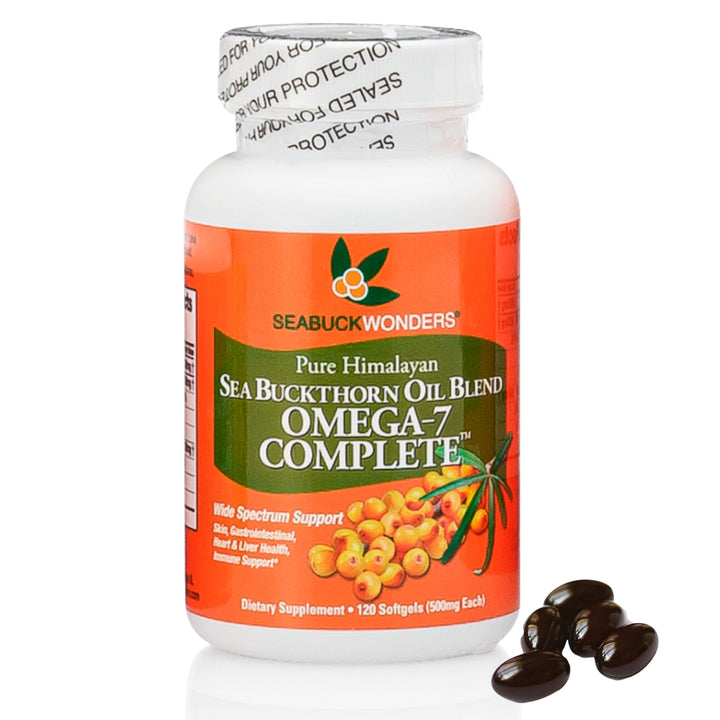 SeabuckWonders Sea Buckthorn Oil Blend, Omega-7 Complete, Max Potency, 120 Count Softgels