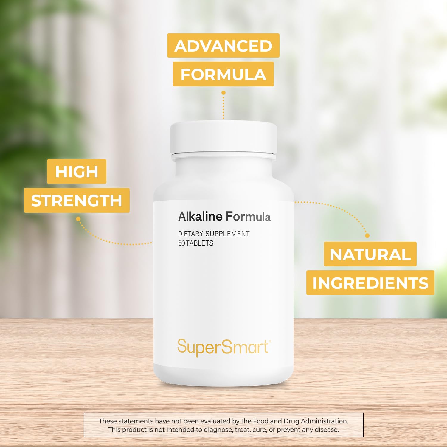 Supersmart - Alkaline Formula Supplement (Advanced Formula) - with Potassium Phosphate, Calcium & Magnesium Citrate - pH Balance | Non-GMO & Gluten Free - 60 Tablets