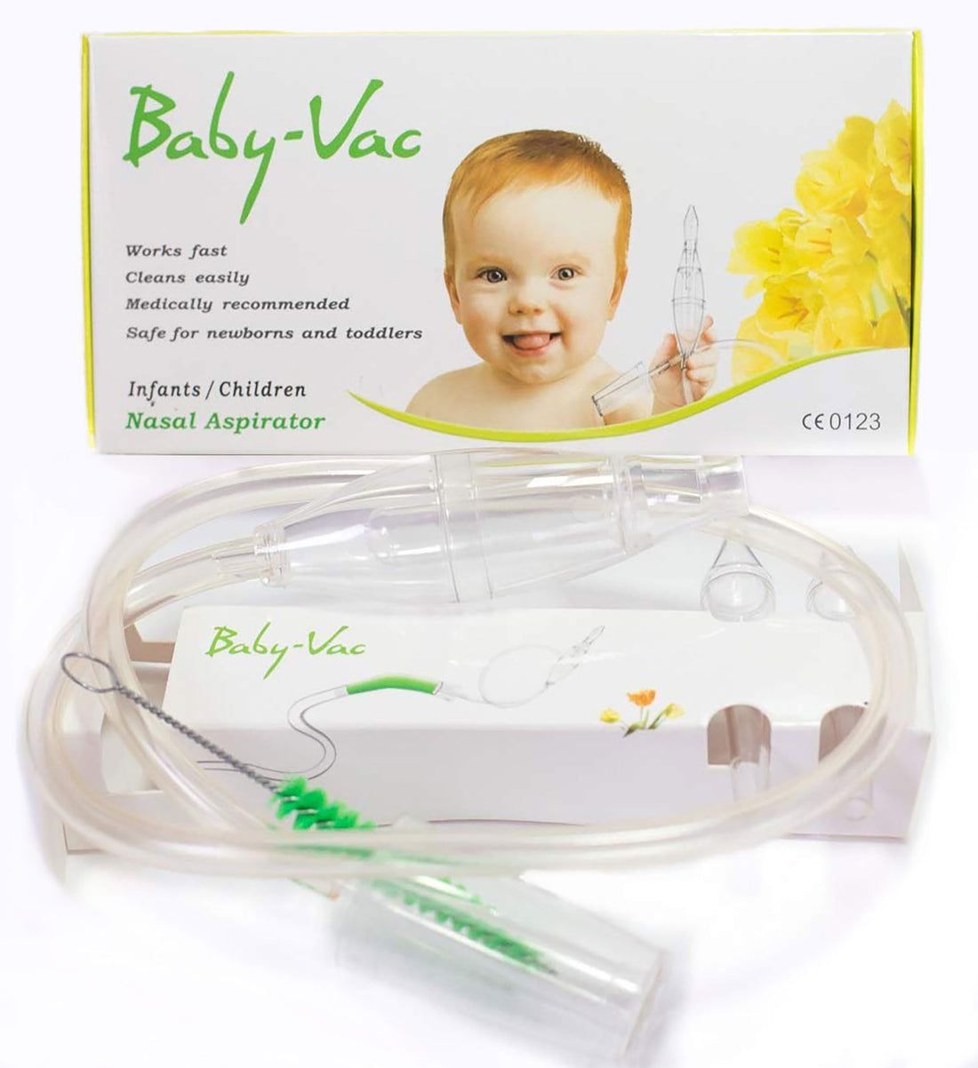 BABY-VAC Clinically Tested Baby Nasal Aspirator - Vacuum-Powered Nose Sucker with Suction Head & Cleaning Brush for Safe and Gentle Relief