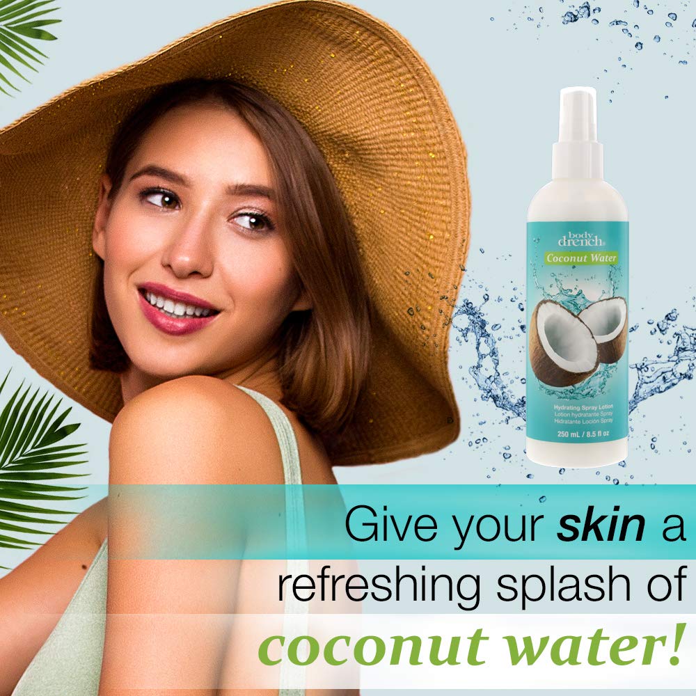 Body Drench Coconut Water Hydrating Spray Lotion for All Skin Types, 8.5 fl oz