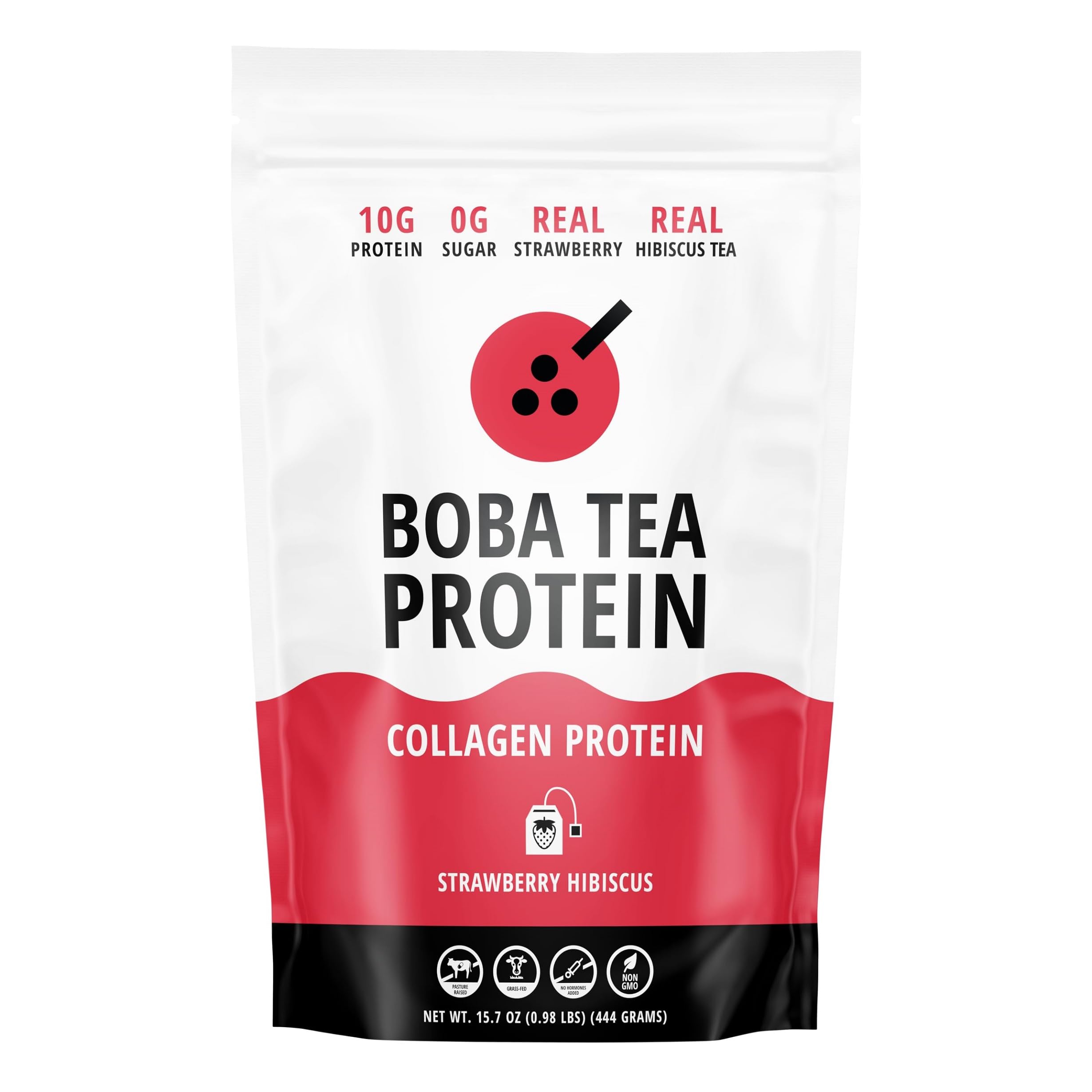 Strawberry Hibiscus Flavored Collagen | 30 Servings | Grass-Fed Hydrolyzed Bovine Collagen Powder for Men and Women | Promotes Hair, Nail, Skin, Bone, and Joint Health | No Added Sugar