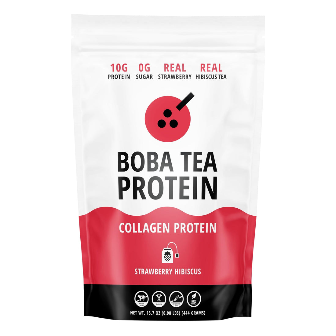 Strawberry Hibiscus Flavored Collagen | 30 Servings | Grass-Fed Hydrolyzed Bovine Collagen Powder for Men and Women | Promotes Hair, Nail, Skin, Bone, and Joint Health | No Added Sugar