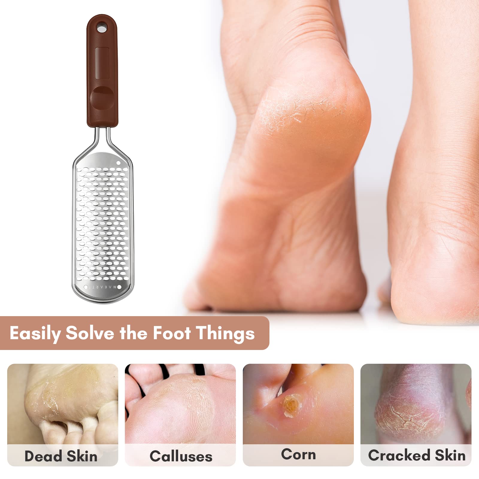 Makartt Foot File: Colossal Foot Scrubber Metal Foot Spa Pedicure Tools Callus Remover for Feet Dead Skin Care Foot Scraper Professional Rasp Callus Shaver Removal Foot Rasp