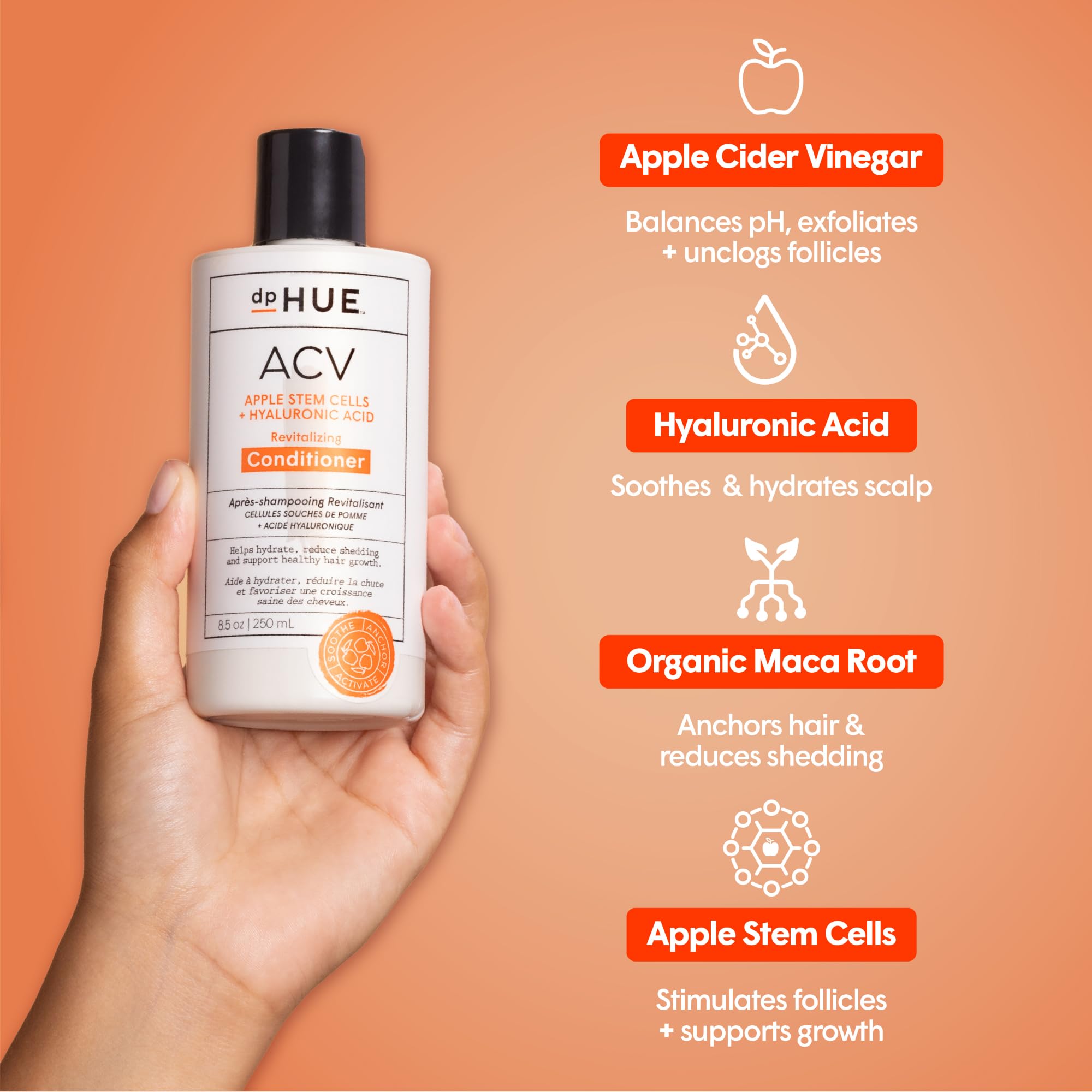 dpHUE ACV Revitalizing Conditioner - 8.5 oz - Supports Healthy Hair Growth - With Apple Cider Vinegar & Hyaluronic Acid - Vegan & Color Safe