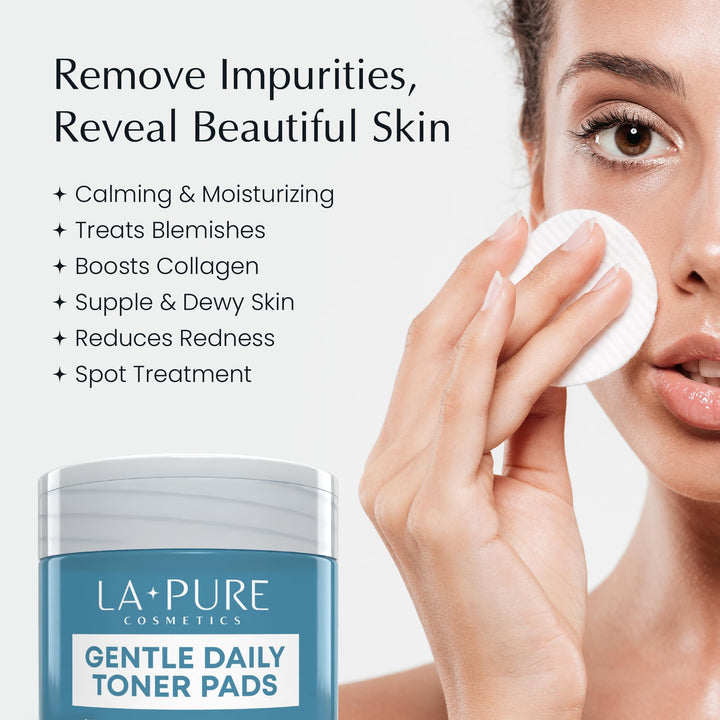 La Pure Korean Toner Pads With Witch Hazel - 100 Ct | Hydrating, Exfoliating Pads & Pore Care Korean Skincare - Gentle, Alcohol-Free, with Glycerin and Centella for Sensitive Skin by La Pure Cosmetics