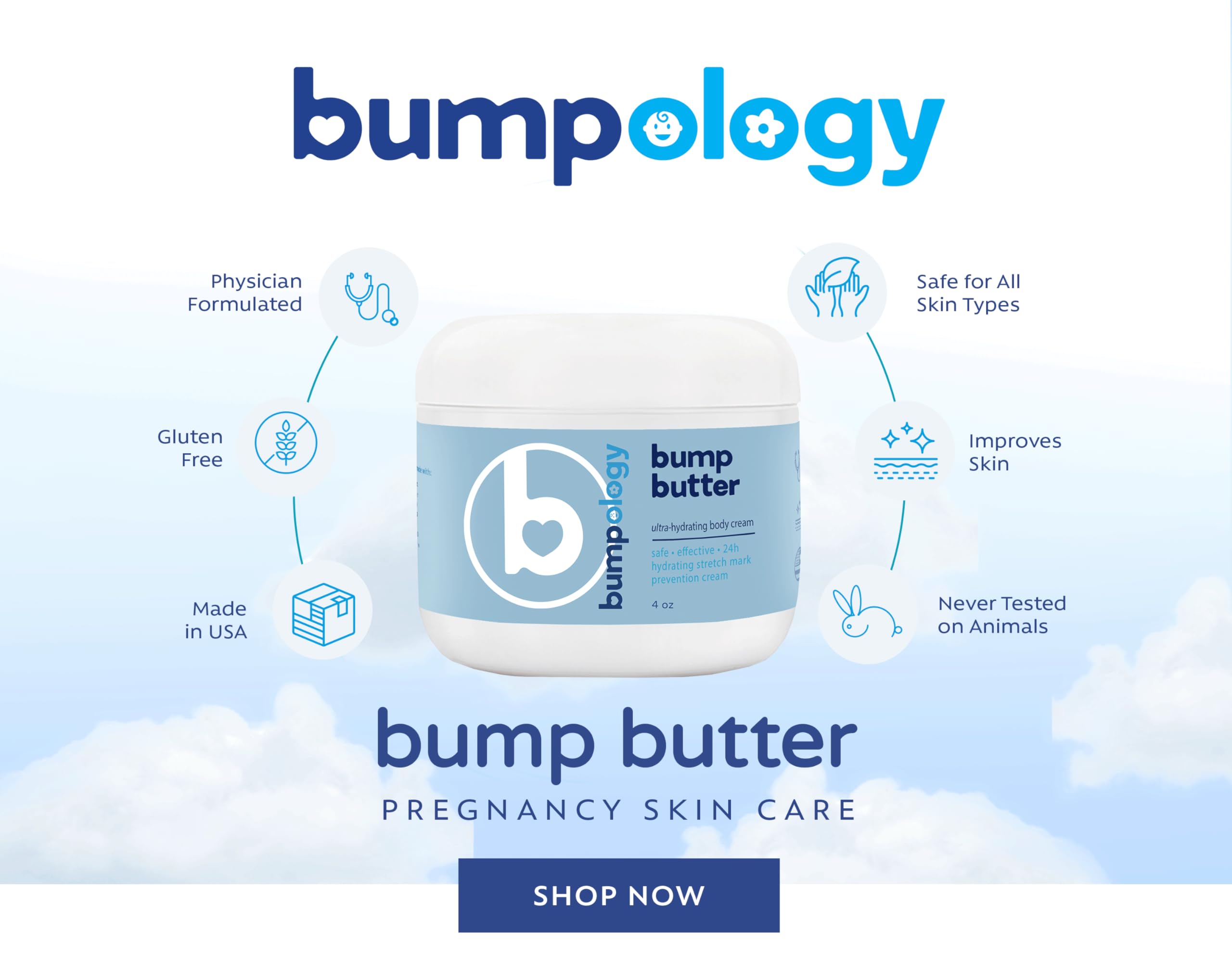 Bumpology Bump Butter Stretch Mark Moisturize Cream | 2-in-1 Powerful Butters + Oils | Physician Formulated | Hydrating Body Lotion | Pregnancy Safe | Made in USA