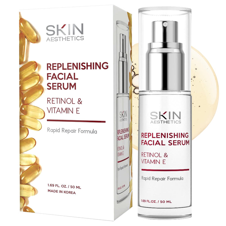 Skin Aesthetics Retinol & Vitamin E Face Serum - Anti-Aging, Blemishes, Fine Lines & Wrinkles Treatment - Dermatologist Tested Korean Skincare - Clean Beauty, Cruelty-Free - 1.69 oz
