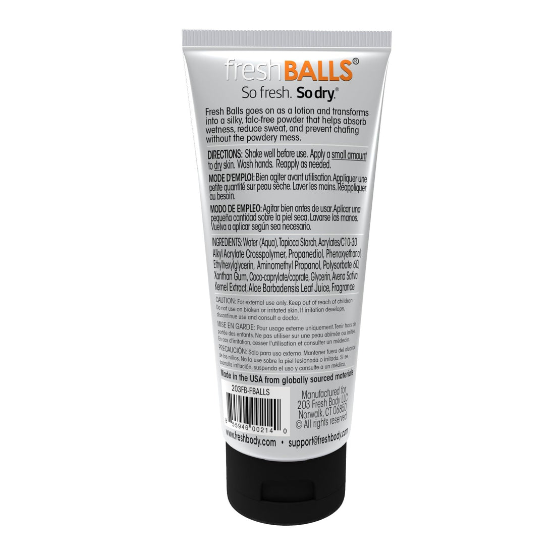 Fresh BALLS Lotion - Men's Anti-Chafing Soothing Cream to Powder - Ball Deodorant and Hygiene for Groin Area - The Original Anti Chafe Cream for Men, 3.4 fl oz