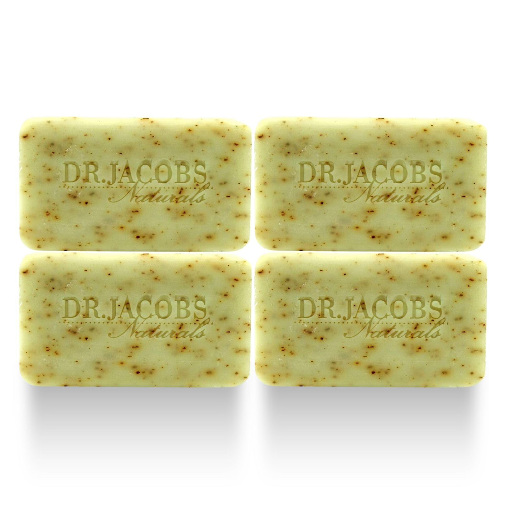 DR.JACOBS NATURALS Castile 5 oz Bar Soap for Face and Body Triple Milled Loofah Exfoliating Vegan (Minty Cucumber Mojito)(4-pack)