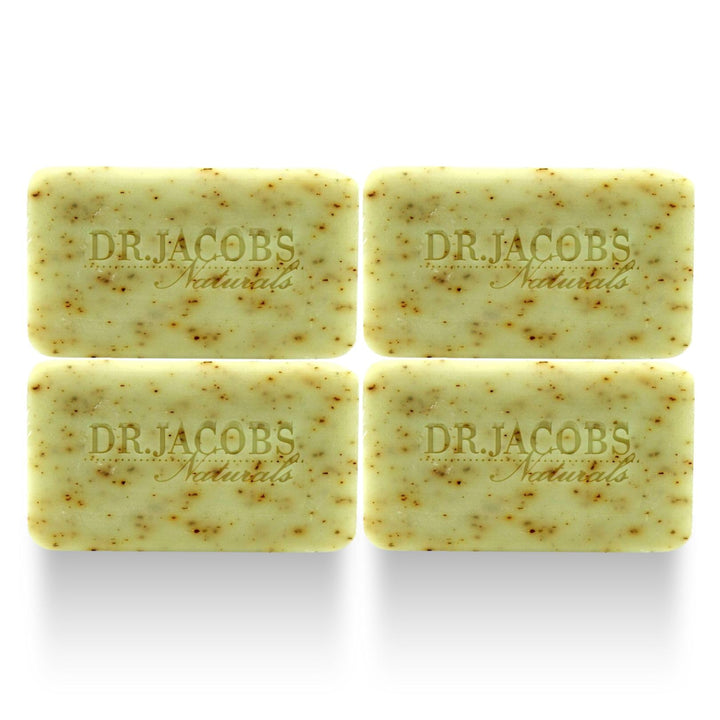 DR.JACOBS NATURALS Castile 5 oz Bar Soap for Face and Body Triple Milled Loofah Exfoliating Vegan (Minty Cucumber Mojito)(4-pack)