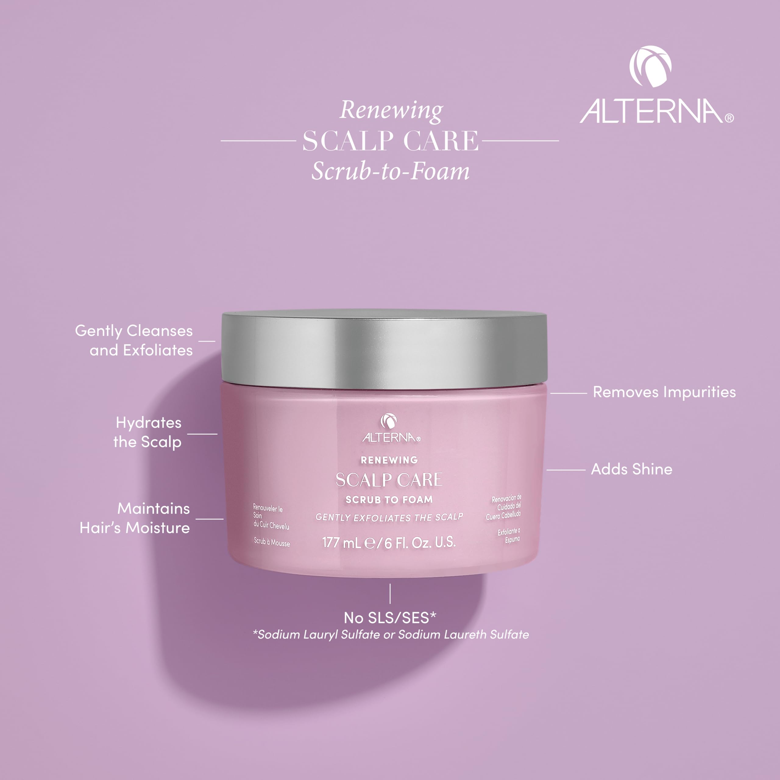 Alterna Haircare Renewing Scalp Care Scrub-to-Foam Vegan Scalp Scrub, 6 Fl Oz Nourishing and Exfoliating Scalp and Hair Treatment