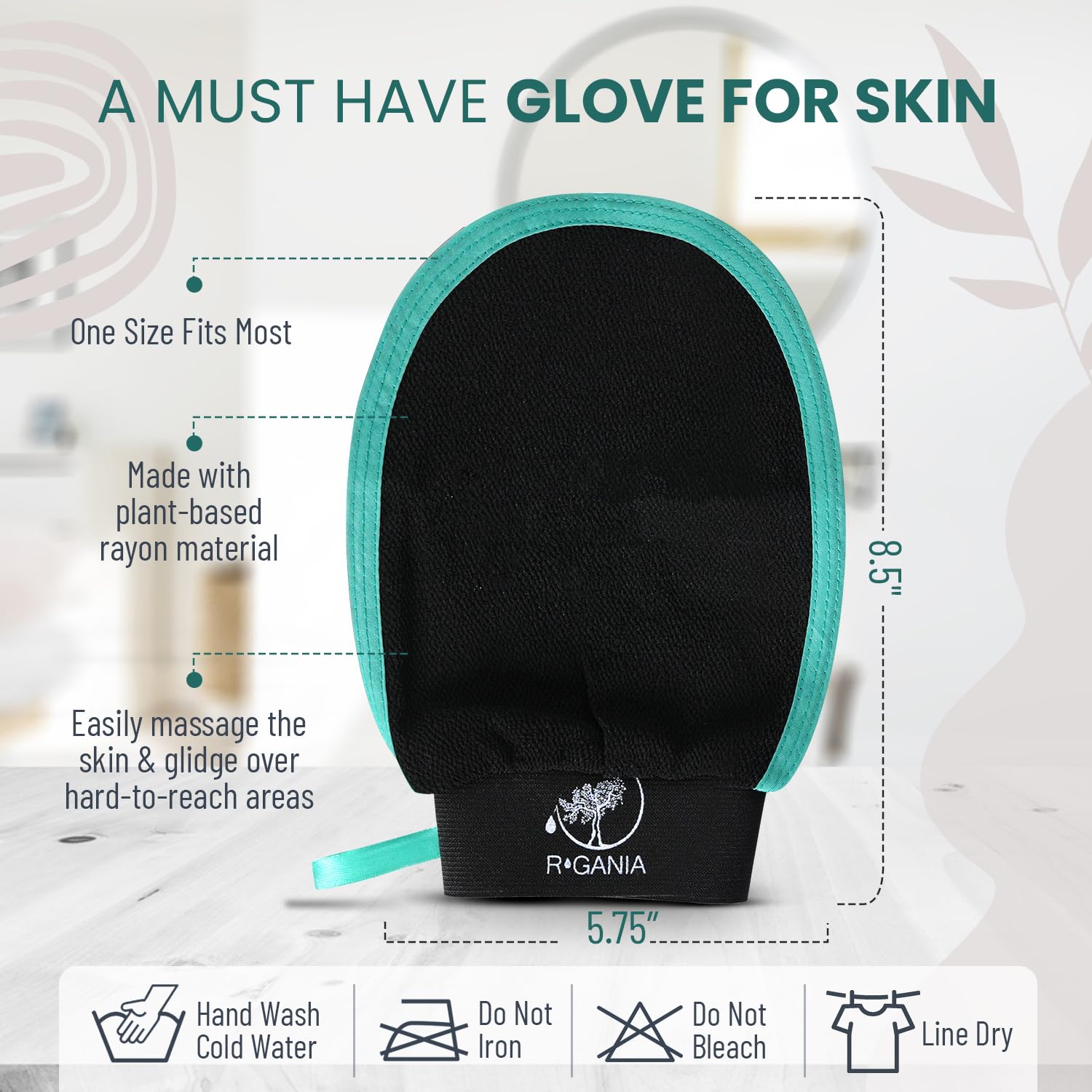 R'GANIA Premium Exfoliating Glove and Back Scrubber for Shower - Removes Dead Skin, Spray Tan, Keratosis Pilaris - Korean Mitt Unclogs Pores - Deep Body Scrubber