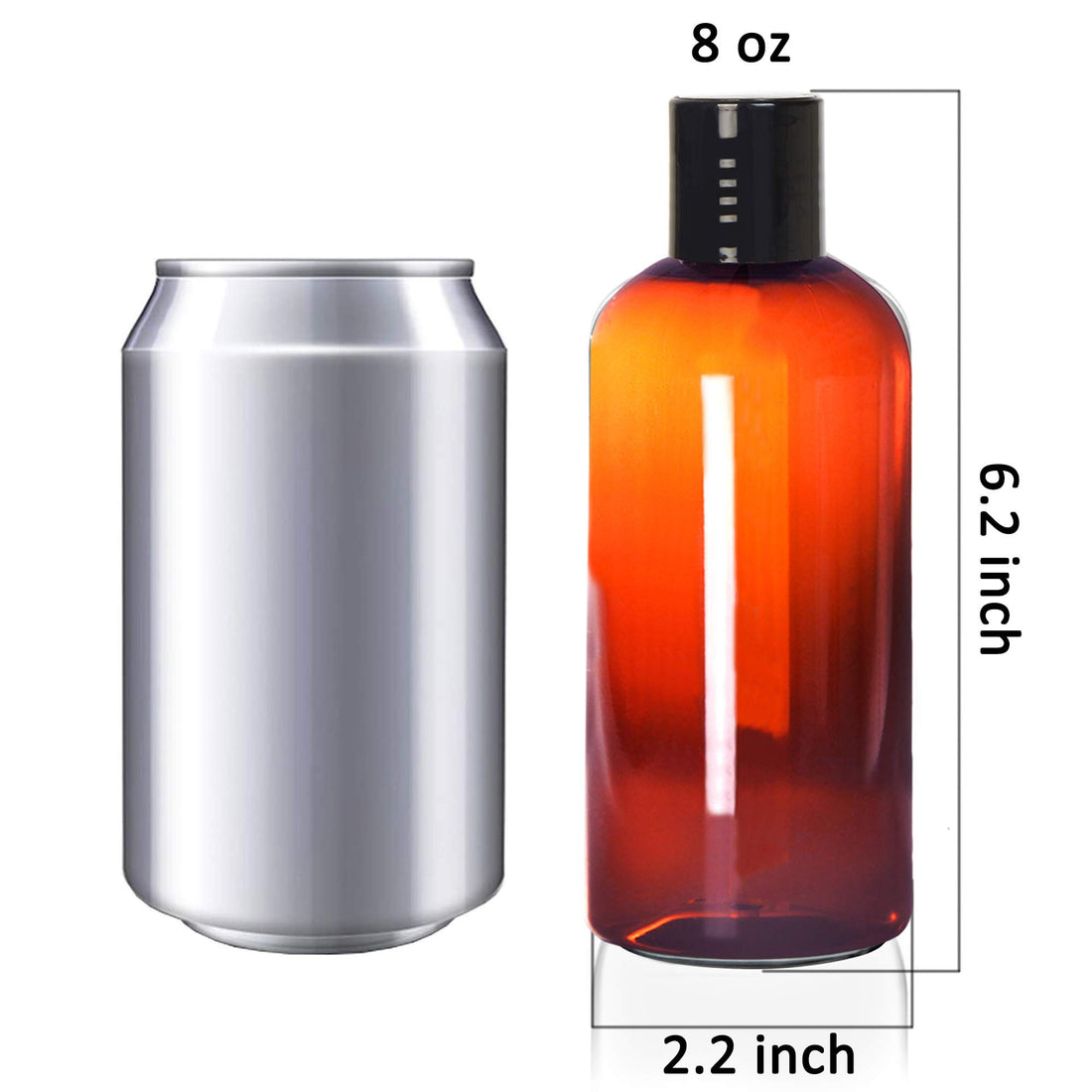 Youngever 10 Pack Plastic Empty Bottles with Disc Cap 8 Ounce, Refillable Cosmetic Bottles, Squeeze Containers for Shampoo, Liquid Body Soap, Lotion, Cream (Amber)