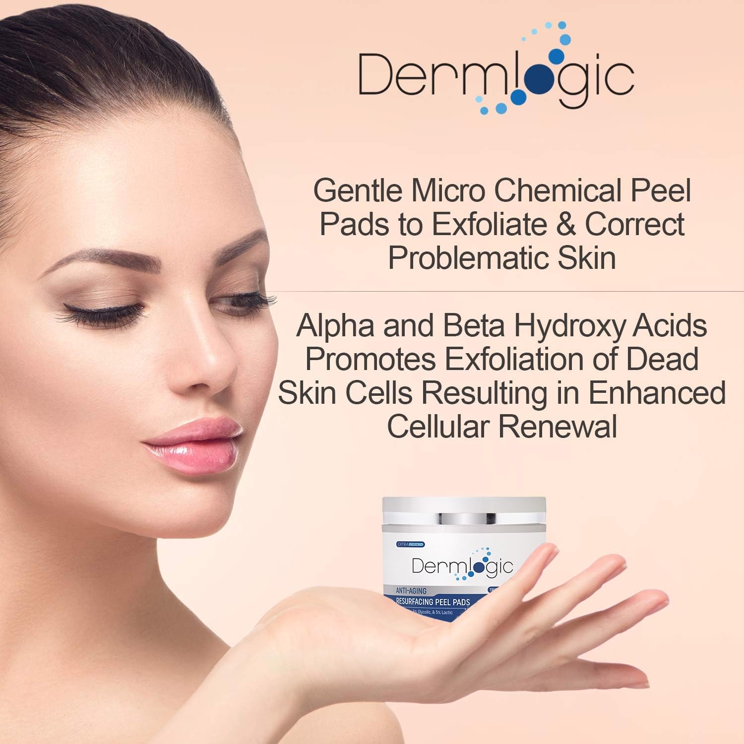 Dermlogic Anti Aging Resurfacing Peel Pads-Triple Action Chemical Peel Pads Combined With Glycolic, Lactic, And Salicylic Acids. Smooth'S Fine Lines, Wrinkles, Dark Spots, And Imperfections