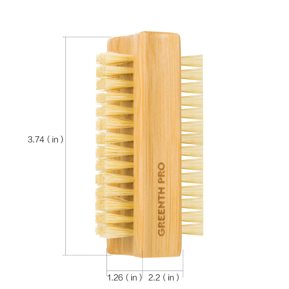 GREENTH PRO Bamboo Nail Brush,2PCS Two-side Firm Nature Wooden Sisal Scrub Brush for Toes and Nails,Cleaning Nail Brush