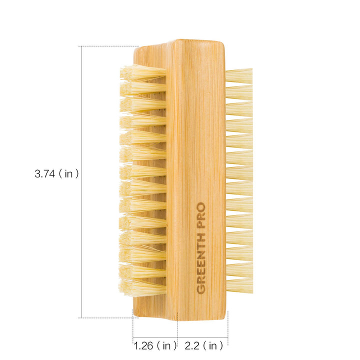 GREENTH PRO Bamboo Nail Brush,2PCS Two-side Firm Nature Wooden Sisal Scrub Brush for Toes and Nails,Cleaning Nail Brush