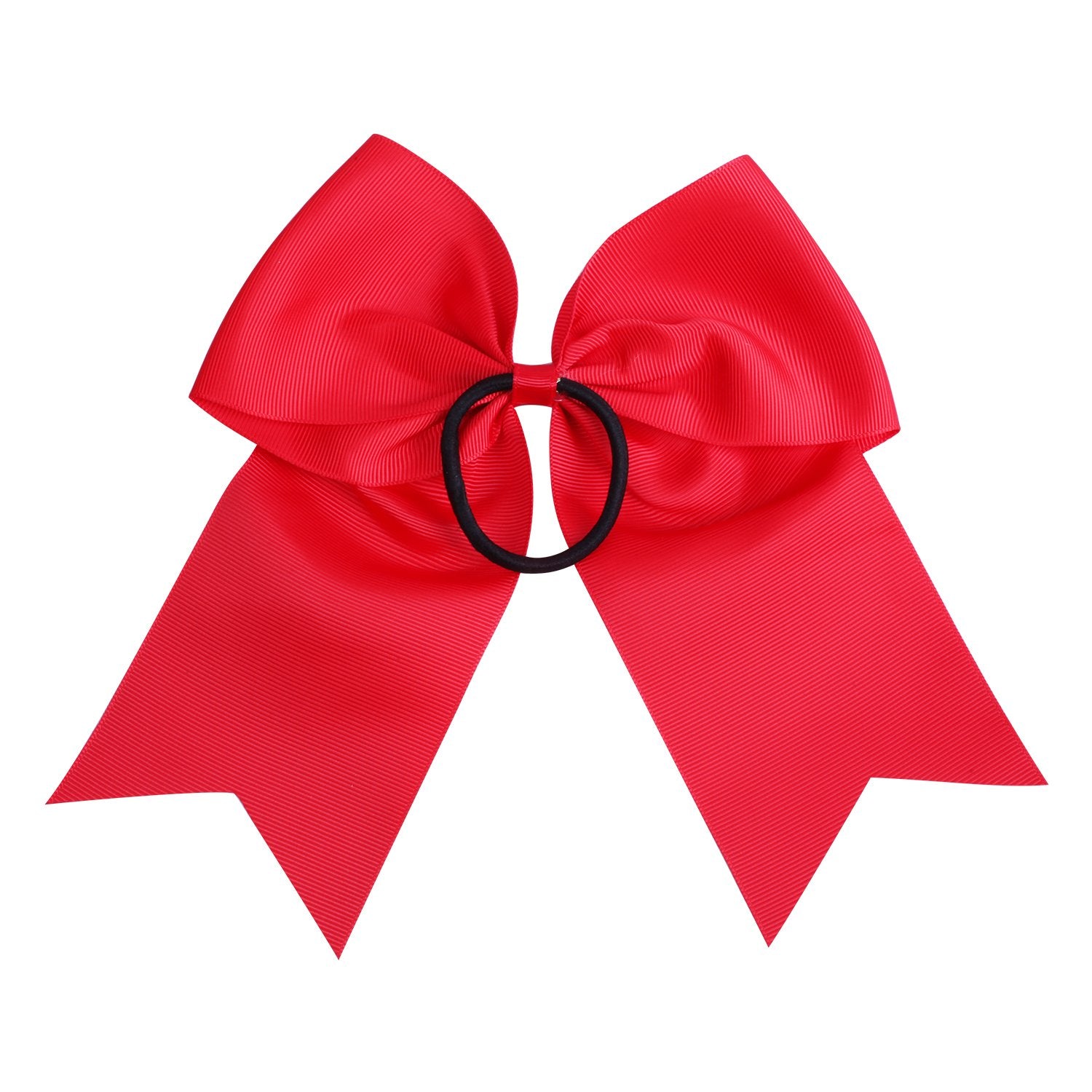 8 Inch Cheerleader Bows Ponytail Holder Cheerleading Bows Hair Tie(Red)
