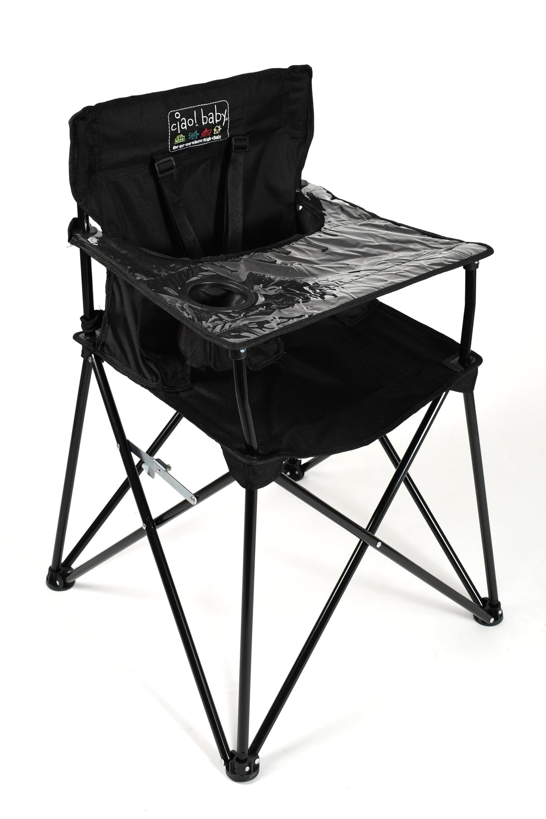 ciao! baby Portable High Chair for Travel, Fold Up High Chair with Tray, Black