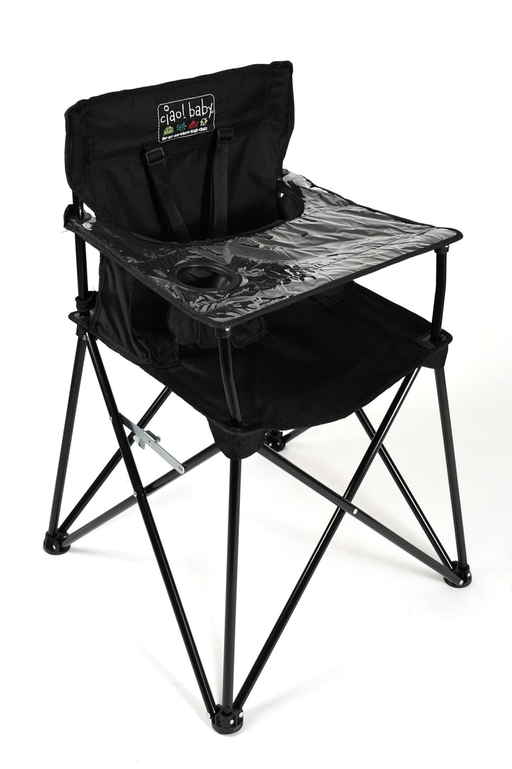 ciao! baby Portable High Chair for Travel, Fold Up High Chair with Tray, Black