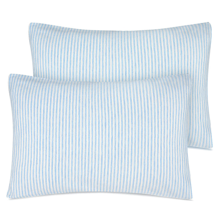 Zenssia Organic Cotton Toddler Pillowcase/Travel Pillowcase Pack of 2 Set 13x18 Inches with Envelope Closure - Soft & Breathable Baby Pillow Case Cover Blue Stripe