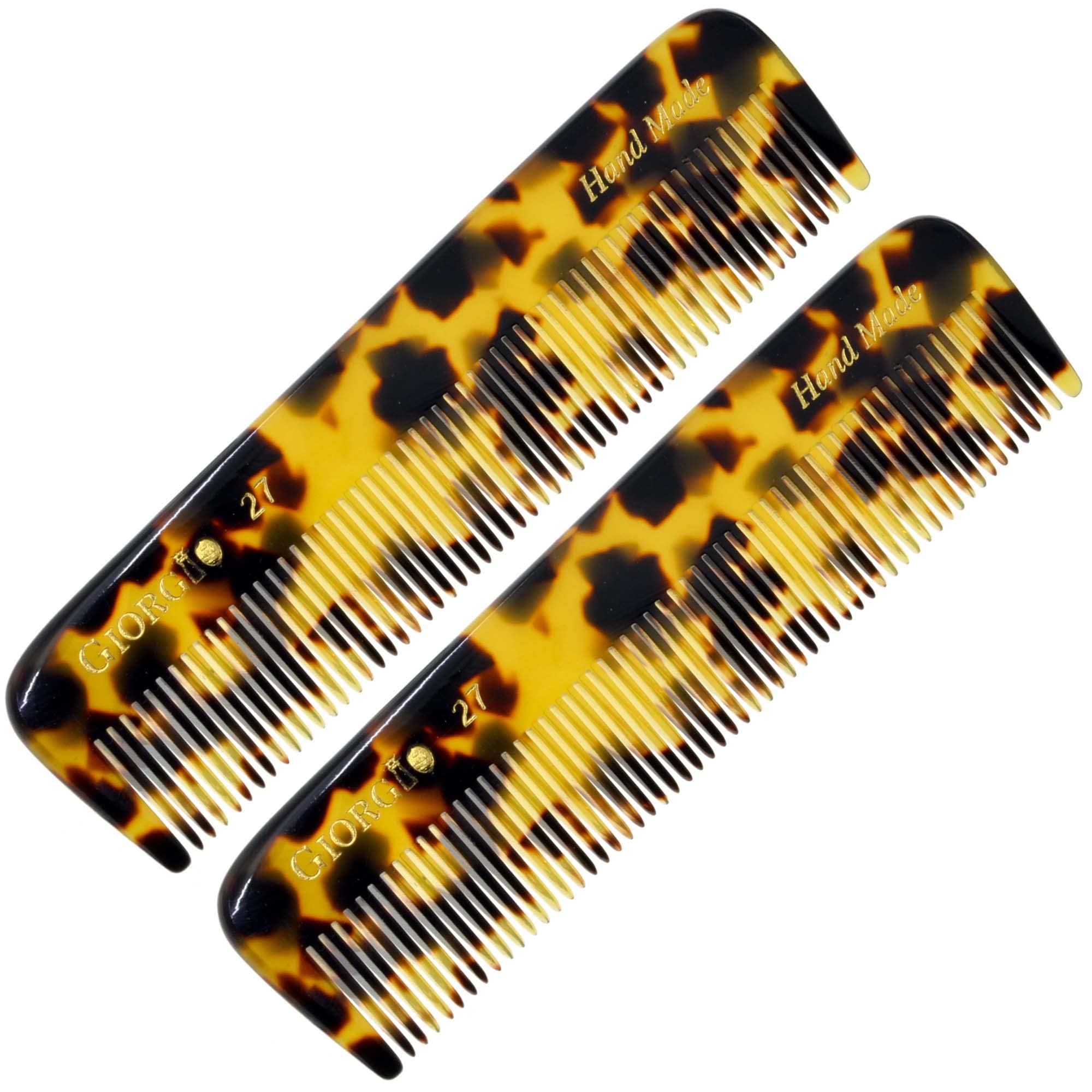 Giorgio G27 (4 1/2 / 113mm) All Fine Tooth Pocket Comb - For Styling Medium or Fine Men, Women & Kids Hair. Hand-Made, Saw-Cut and Hand Polished (2 Pack, Tokyo) : 2 Pack, Tokyo