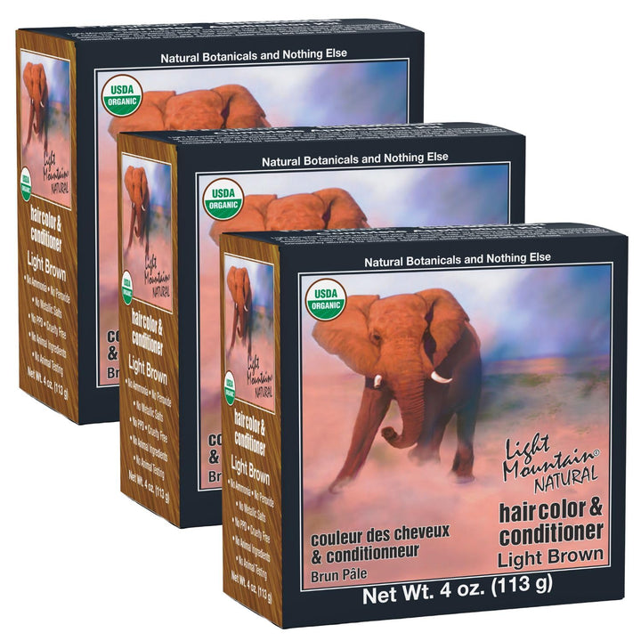 Light Mountain Natural Hair Color & Conditioner Light Brown 4 oz (113 g) (Pack of 3)