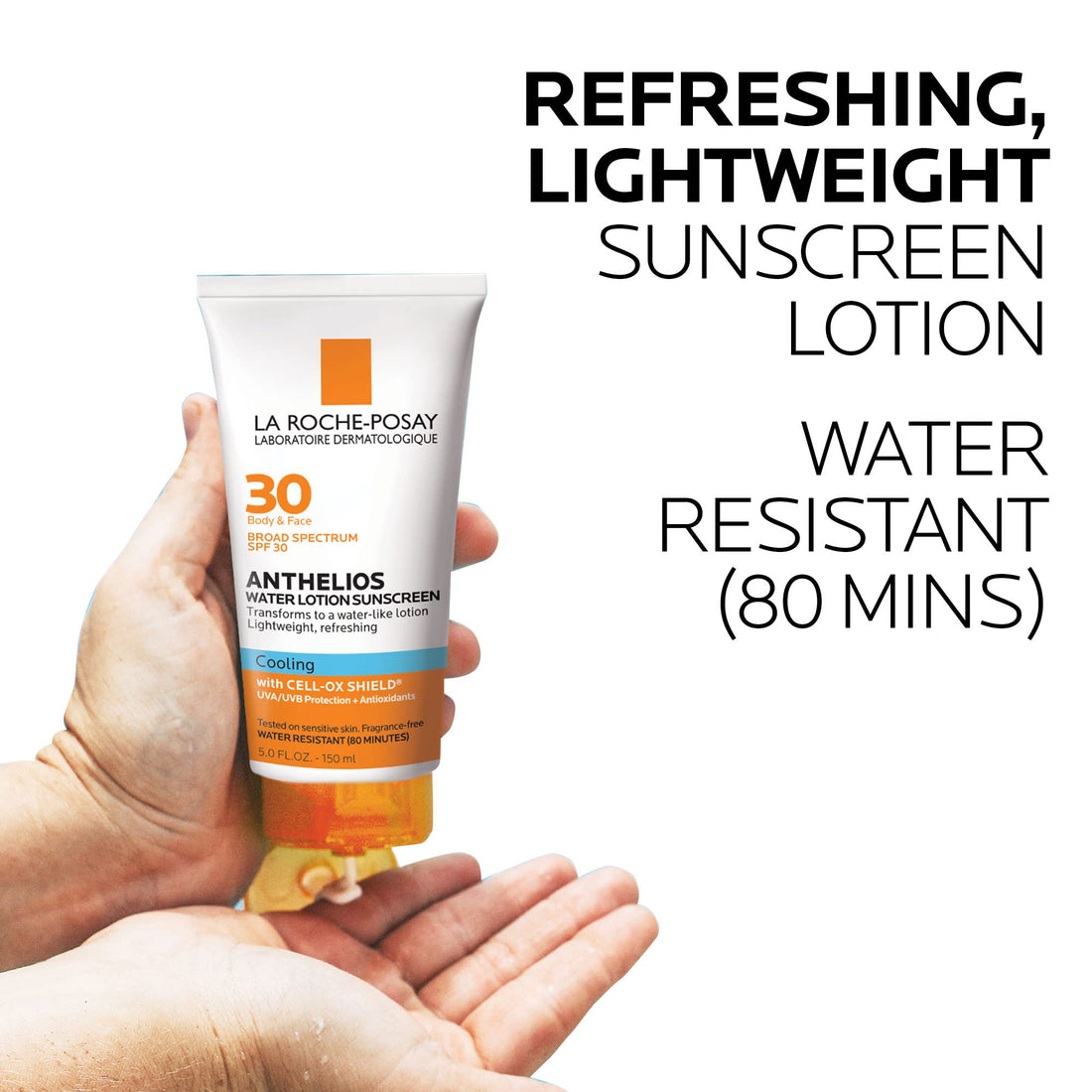 La Roche-Posay Anthelios Cooling Water-Lotion, Body and Face Sunscreen with Antioxidants, 5 Fl. Oz.