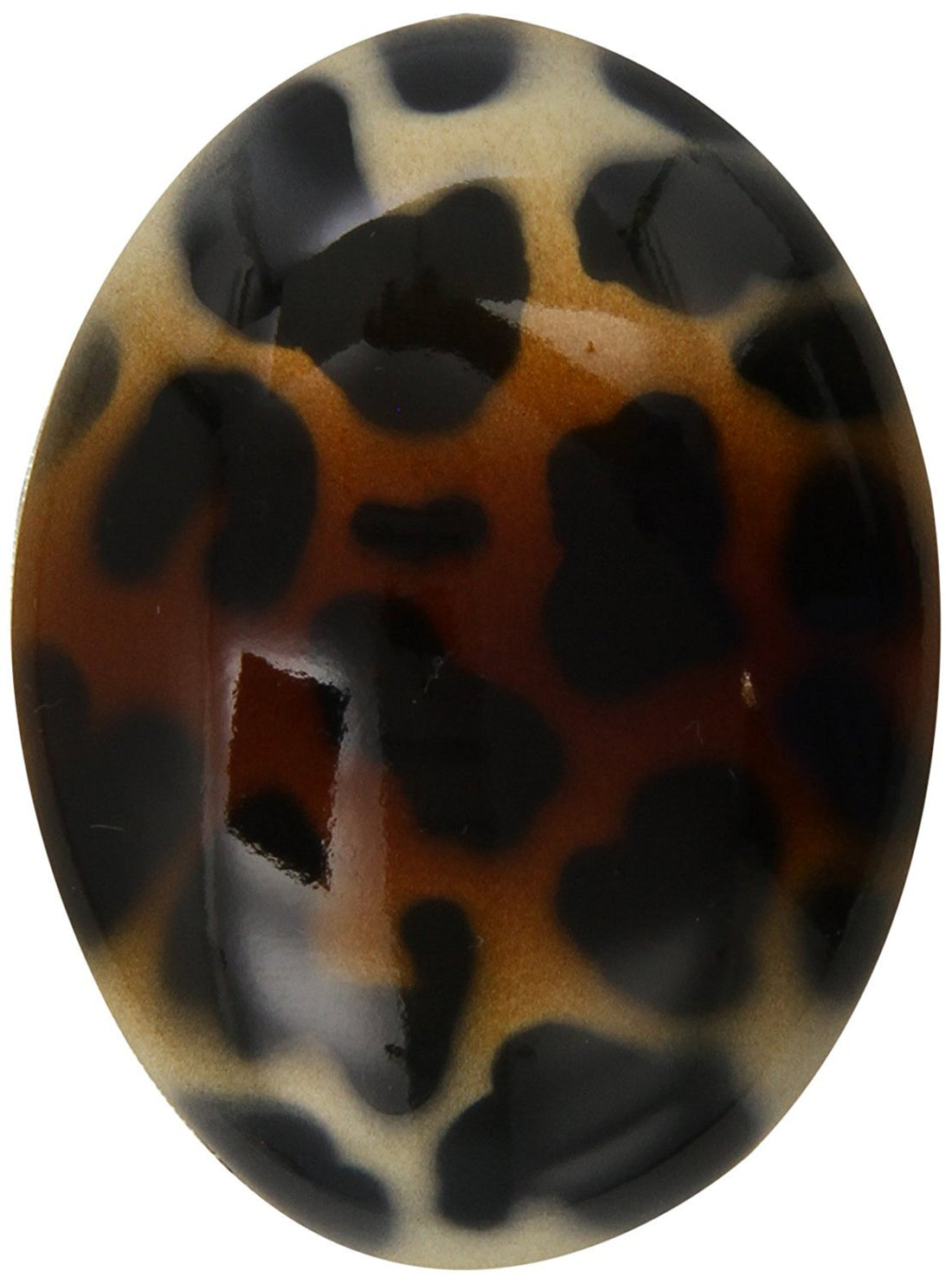 Caravan Hand Painted Oval Barrette With Leopard Design And A Brown Over Shadow