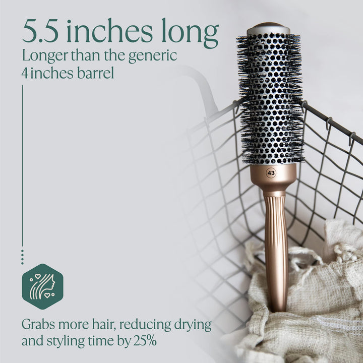 Professional Round Brush for Blow Drying 1.7 Inch – 25% Faster Dry Time - Ceramic Ionic Brush for Precise Styling & Volume – Hairbrush Adds Wave & Enhances Shine for Men & Women