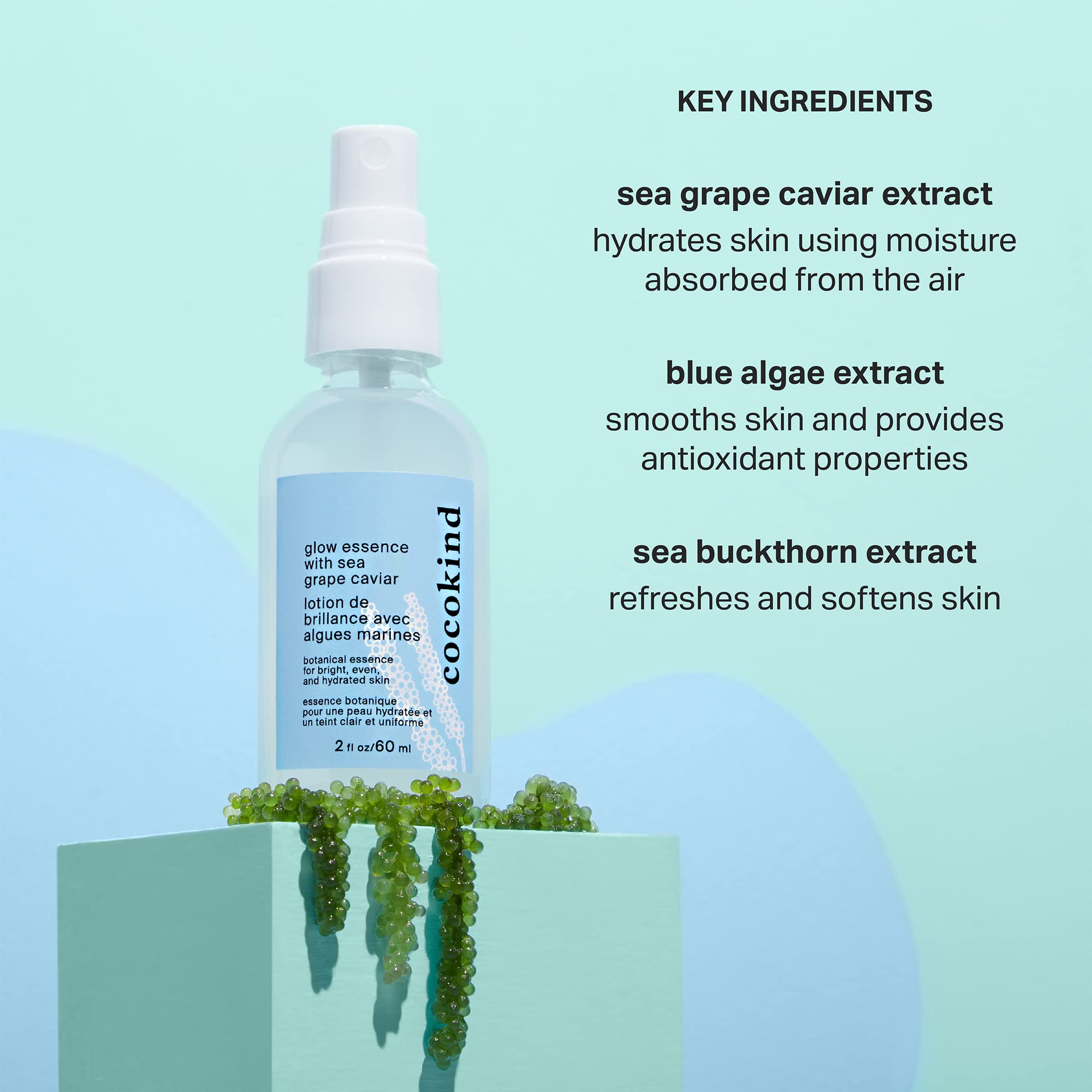Cocokind Glow Essence with Sea Grape Caviar | Face Mist for Hydration | Improves Water Retention | 2 oz